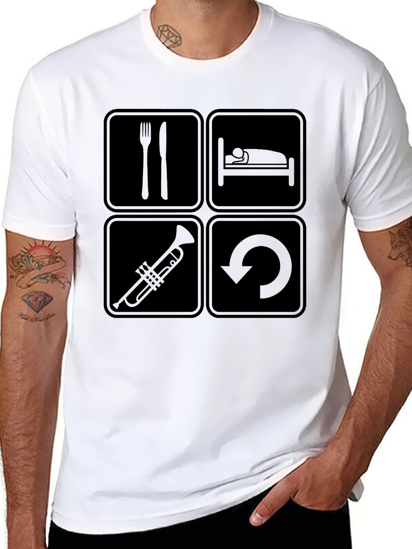 Eat Sleep Trumpet Repeat Black T-Shirt