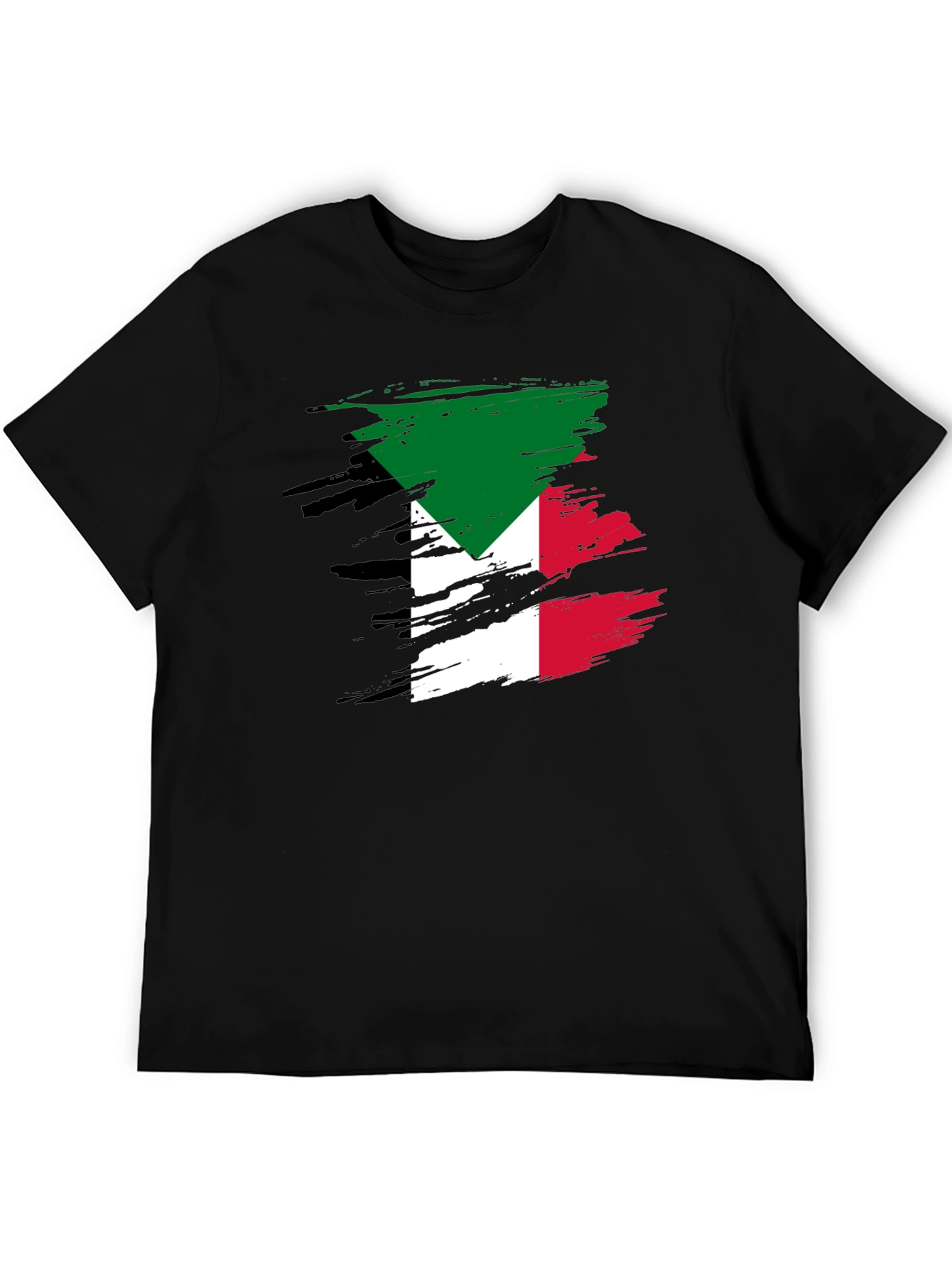 Kuwait Flag Brush Stroke Black T-Shirt