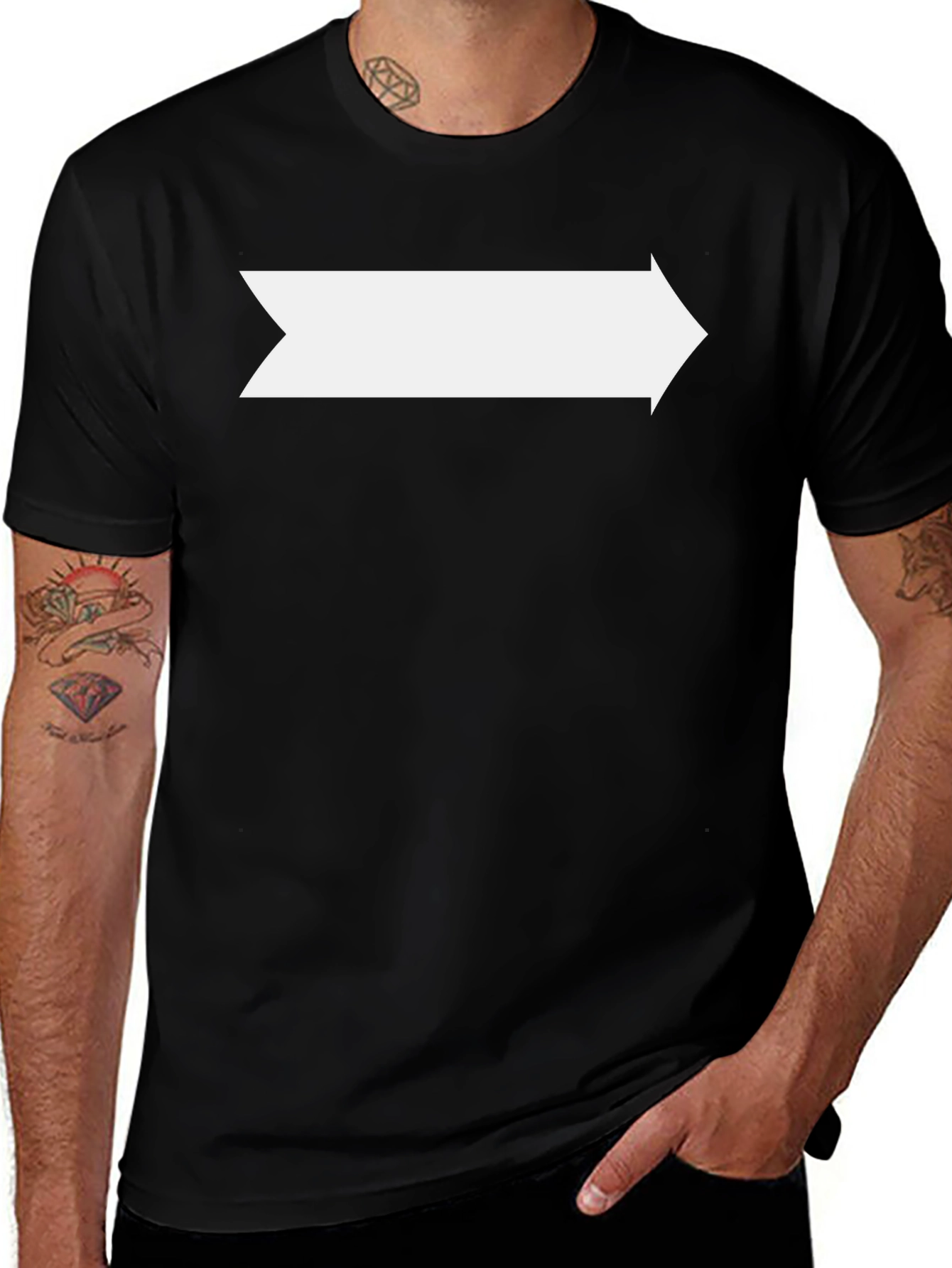 Mens Black T-Shirt with White Arrow Graphic