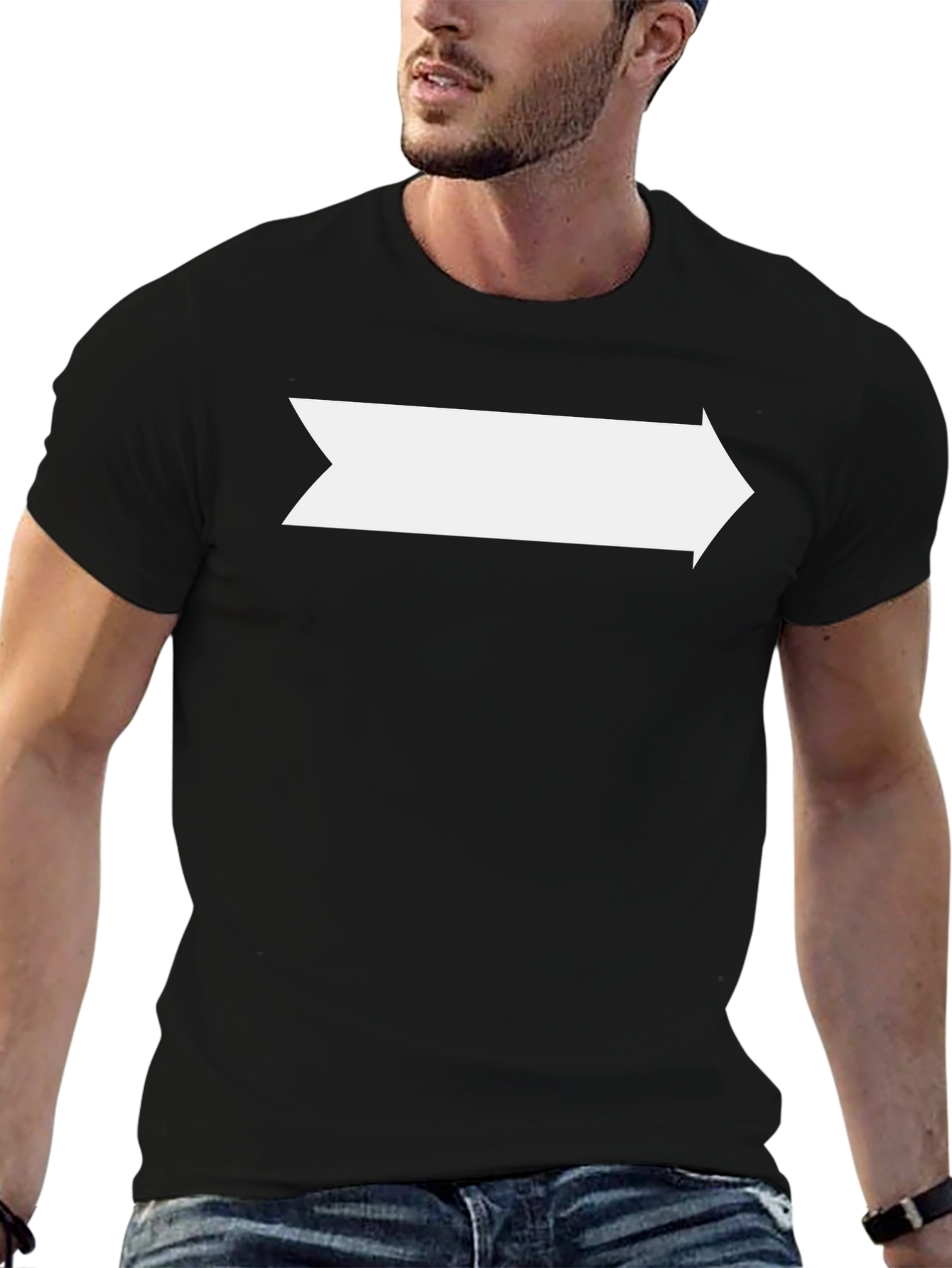 Mens Black T-Shirt with White Arrow Graphic