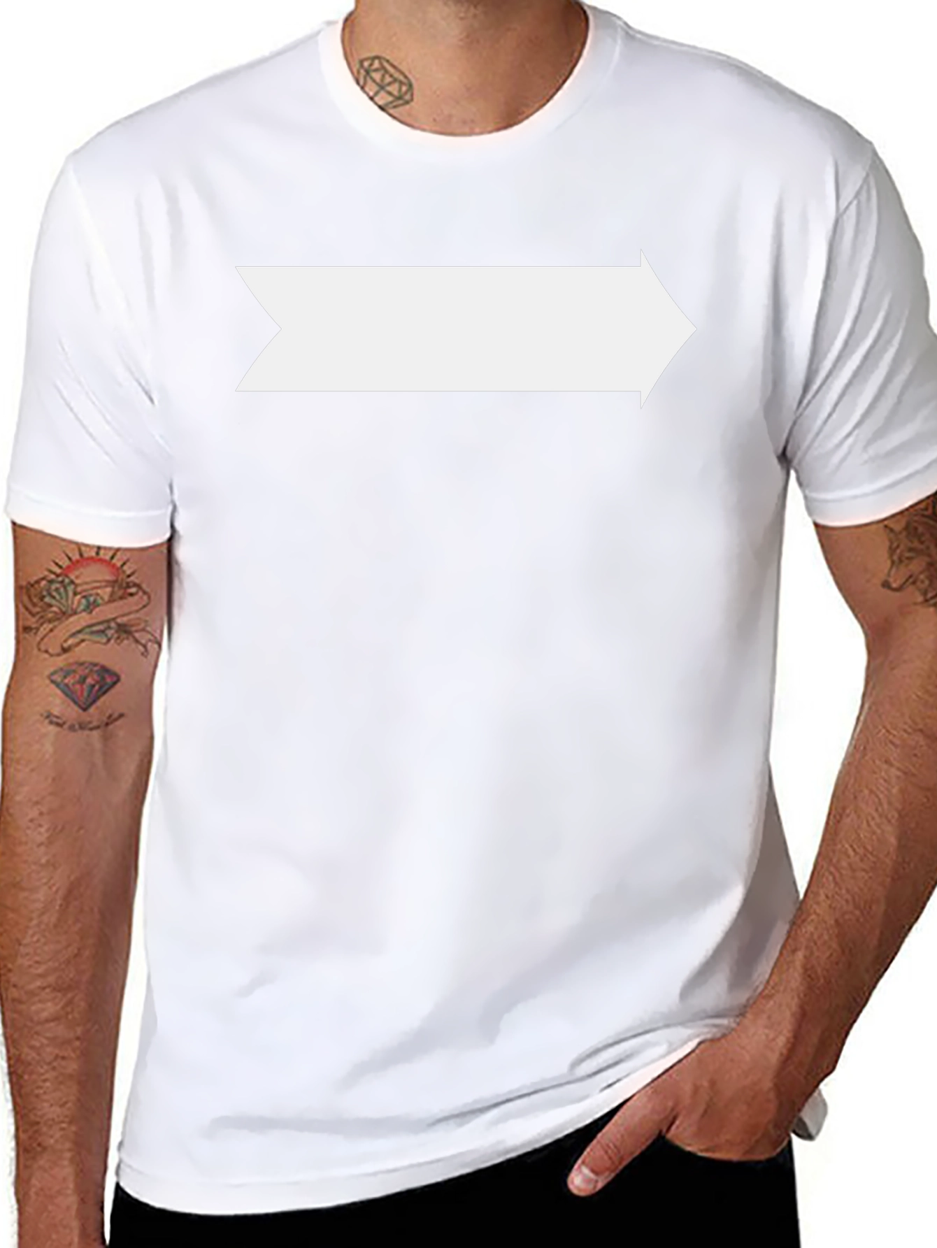 Mens Black T-Shirt with White Arrow Graphic
