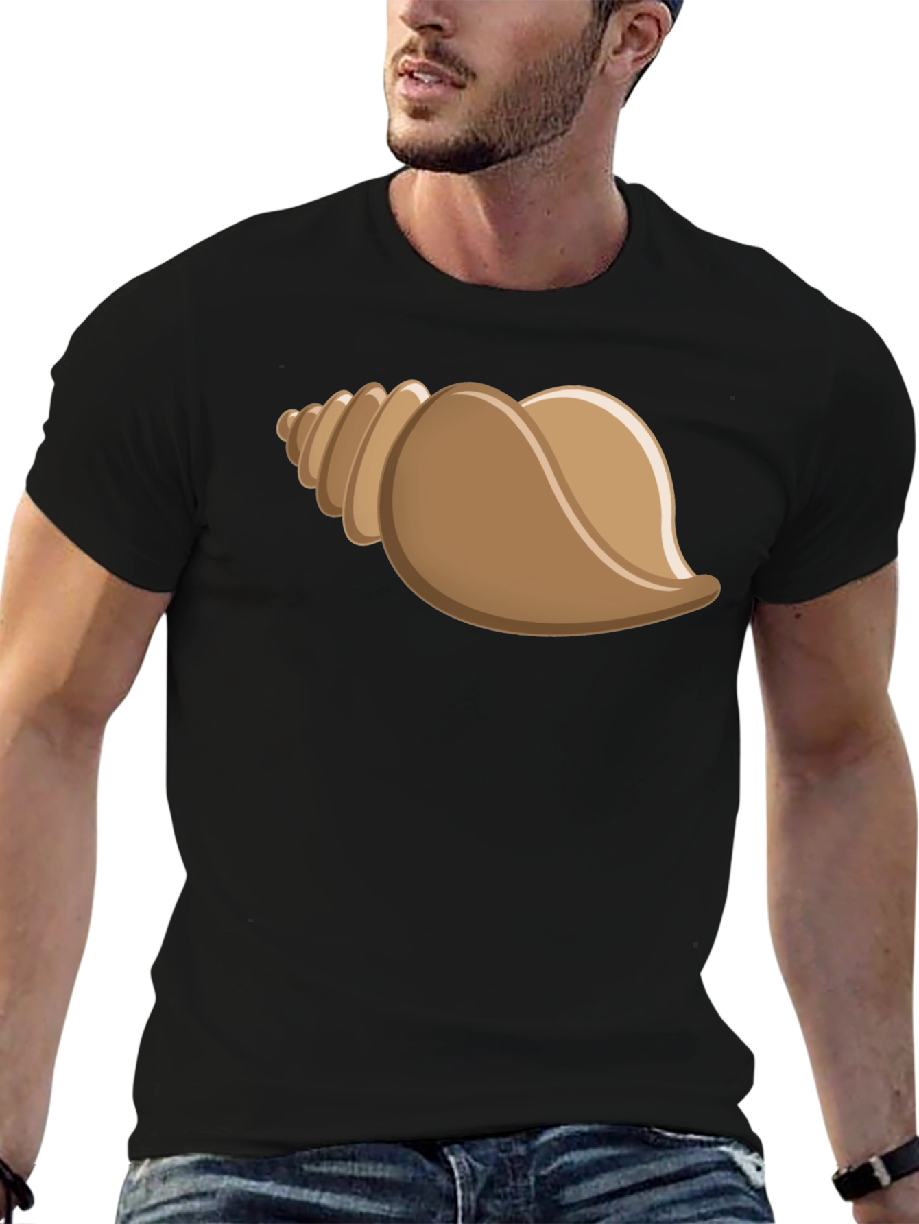 Seashell Graphic T-Shirt - Black Cotton Tee