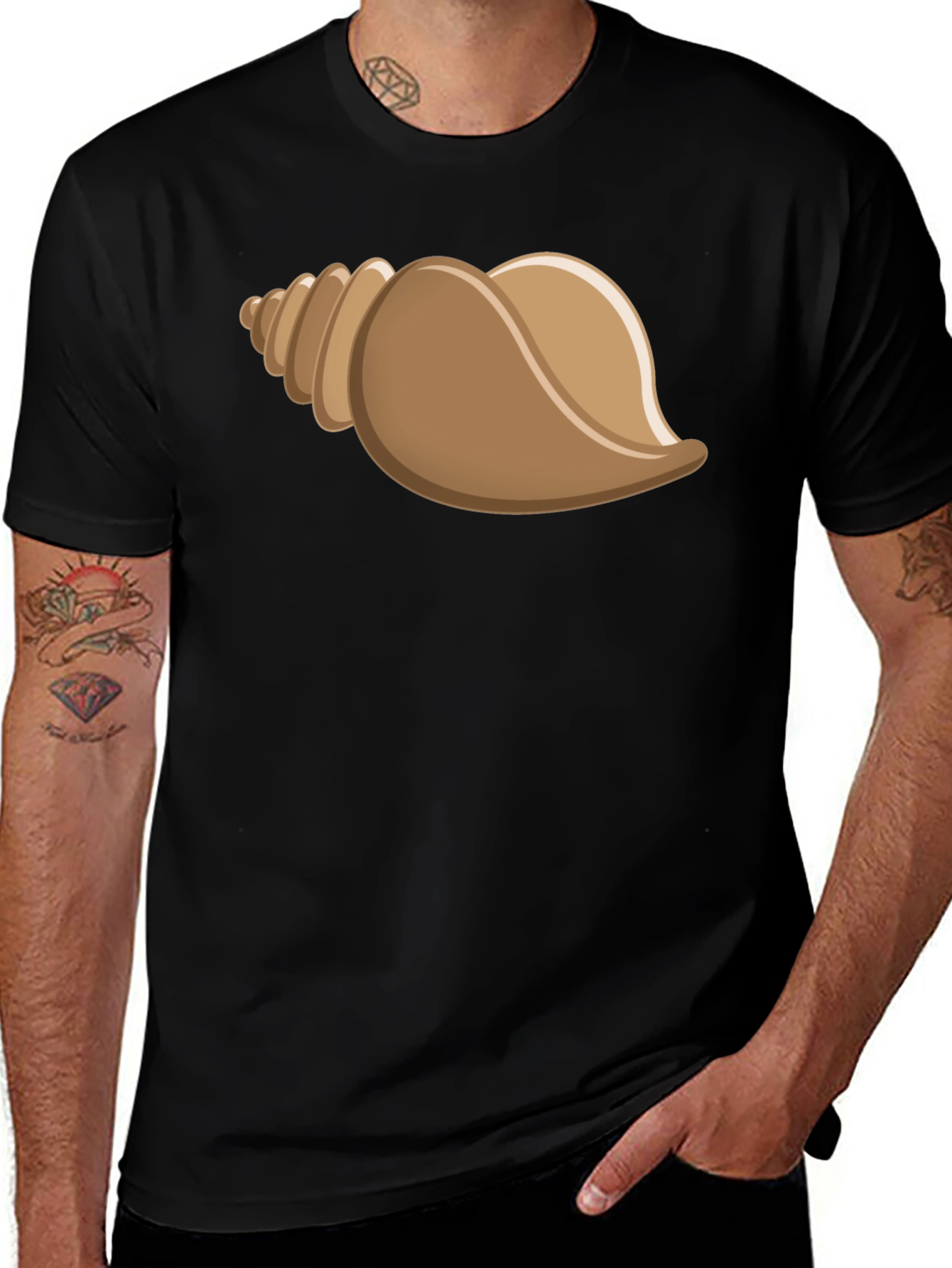 Seashell Graphic T-Shirt - Black Cotton Tee