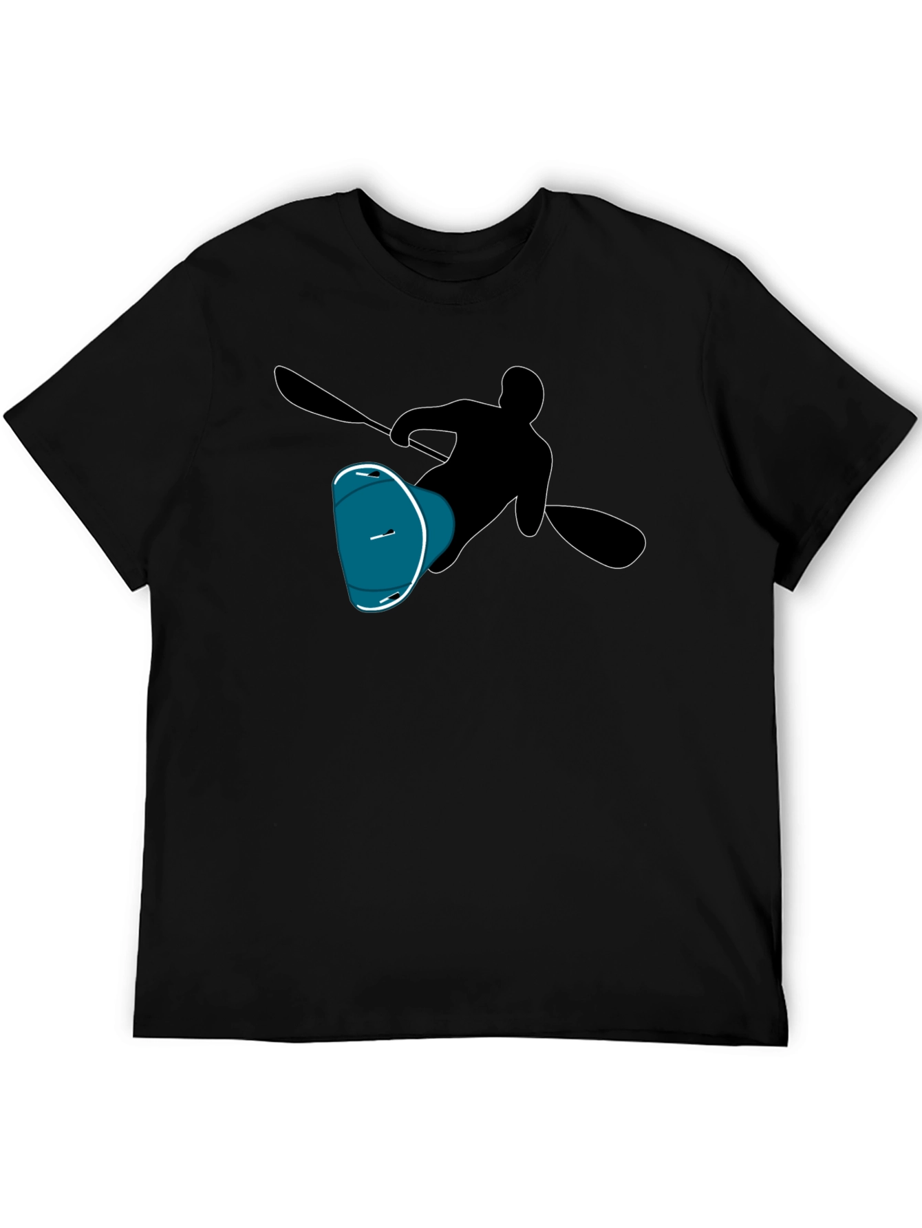 Kayaker Silhouette Tee - Black Cotton T-Shirt
