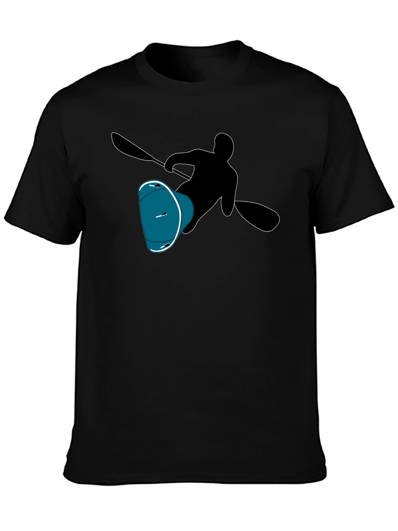 Kayaker Silhouette Tee - Black Cotton T-Shirt