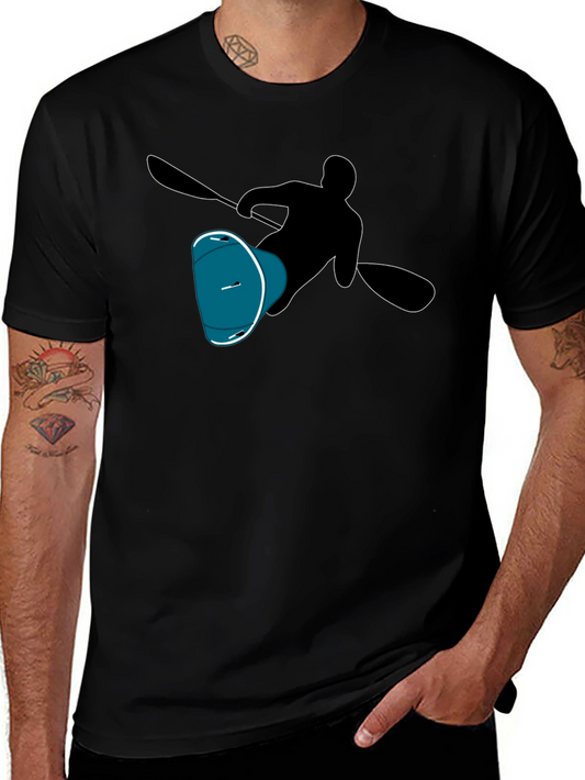 Kayaker Silhouette Tee - Black Cotton T-Shirt