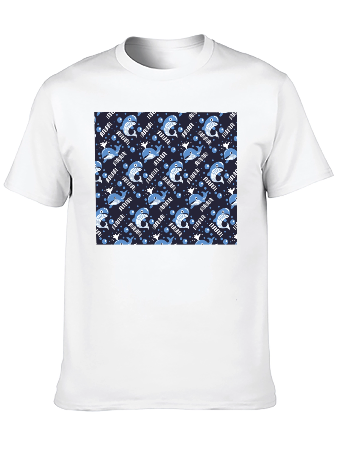 Whale Pattern Black T-Shirt
