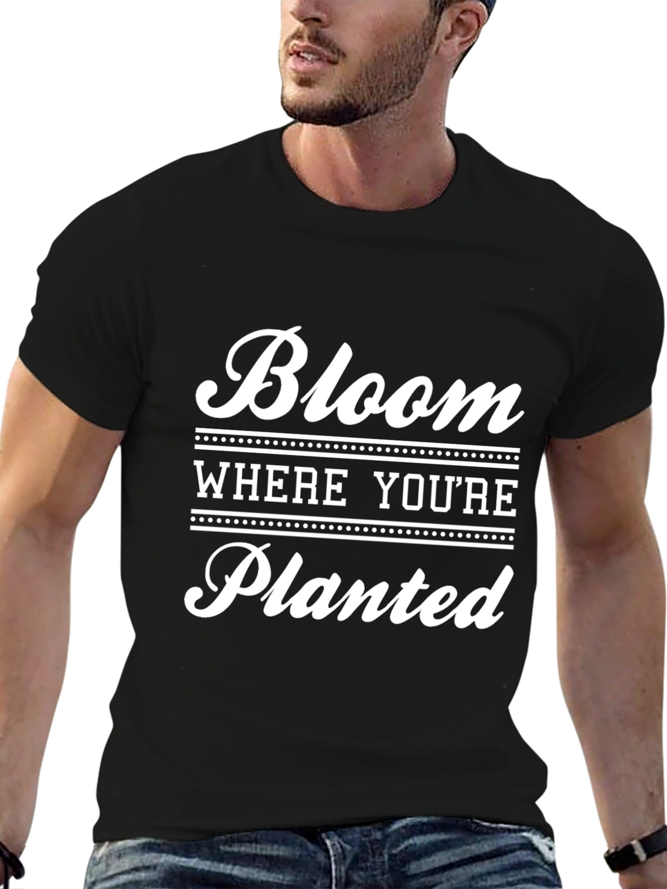 Bloom Where Youre Planted Black Graphic T-Shirt
