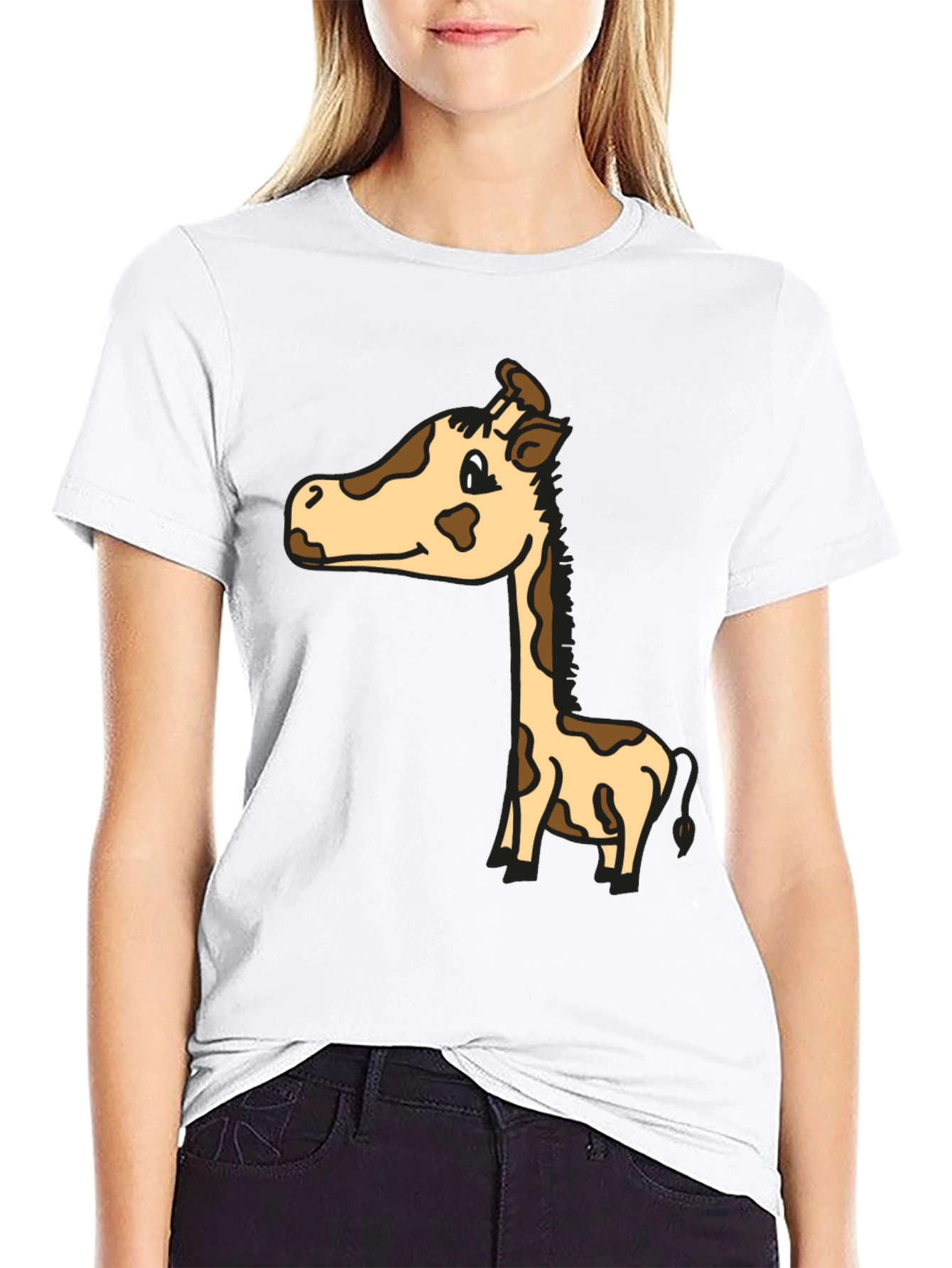 Cute Giraffe Graphic Tee - Unisex Black T-Shirt