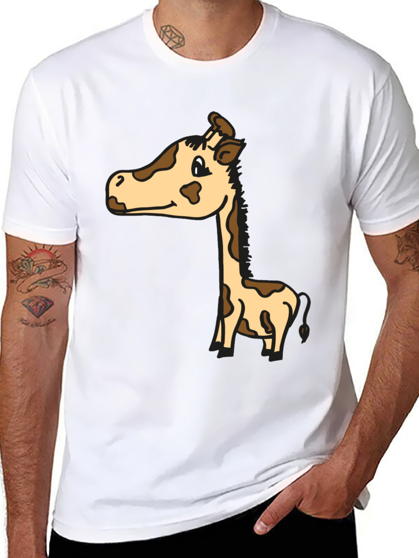 Cute Giraffe Graphic Tee - Unisex Black T-Shirt