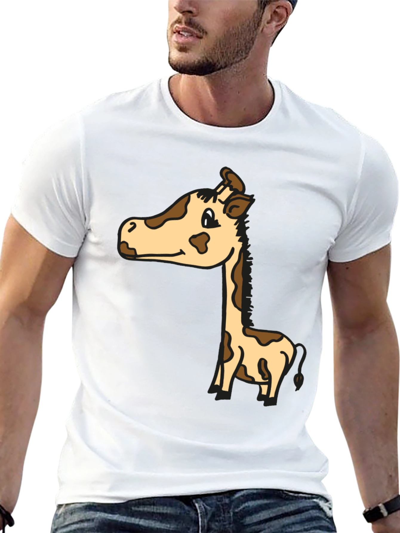 Cute Giraffe Graphic Tee - Unisex Black T-Shirt