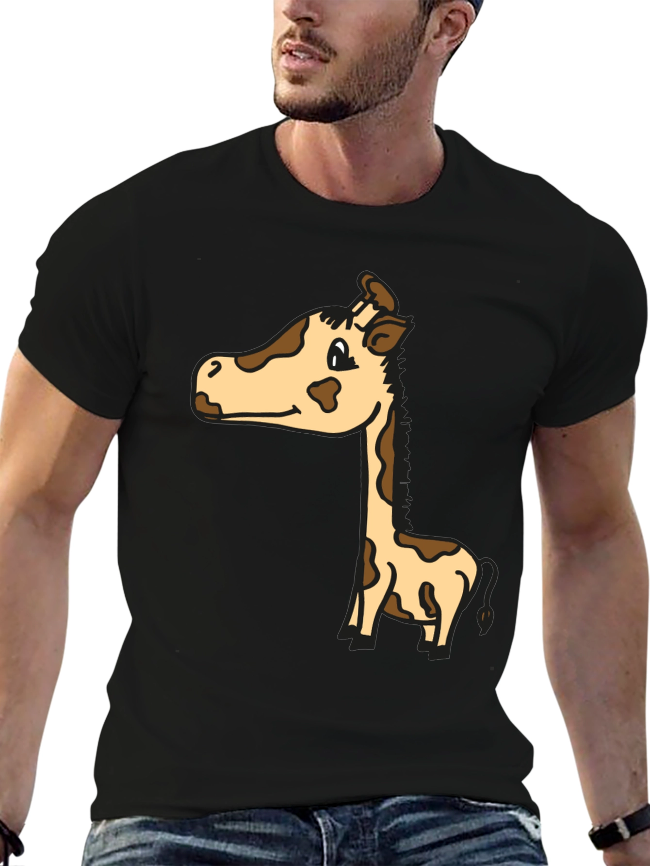 Cute Giraffe Graphic Tee - Unisex Black T-Shirt