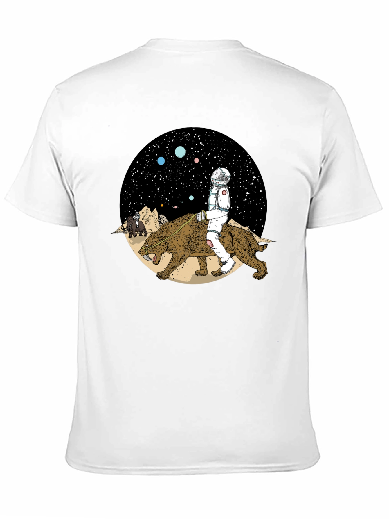Astronaut Riding Saber-Toothed Tiger Graphic T-Shirt