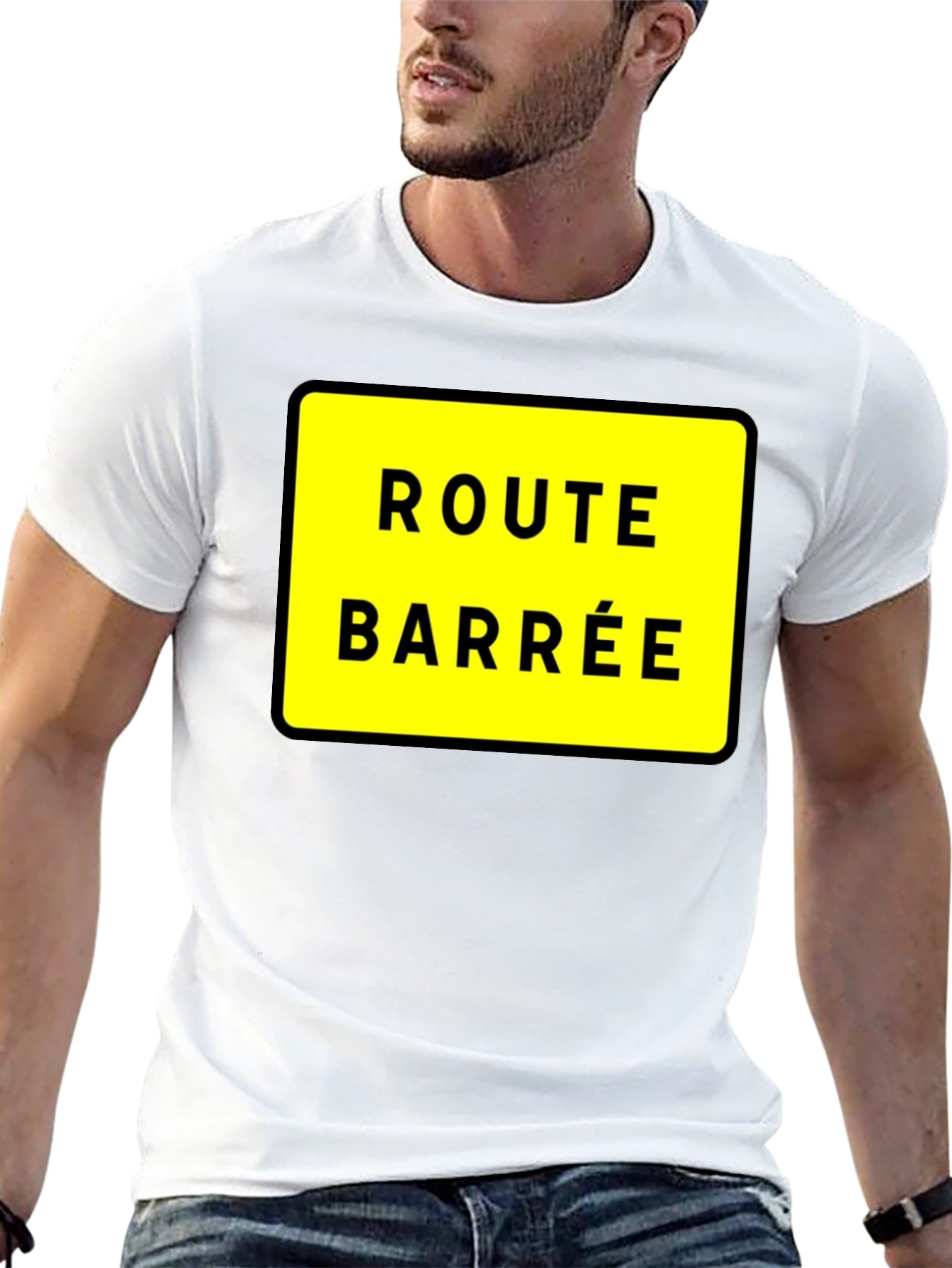 Route Barree T-Shirt - French Road Closed Sign Tee