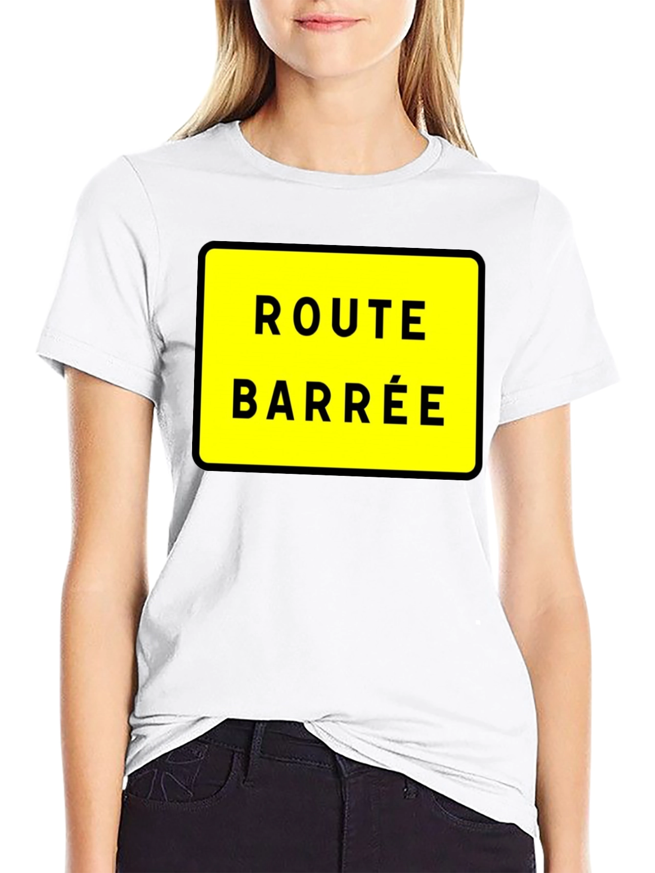 Route Barree T-Shirt - French Road Closed Sign Tee