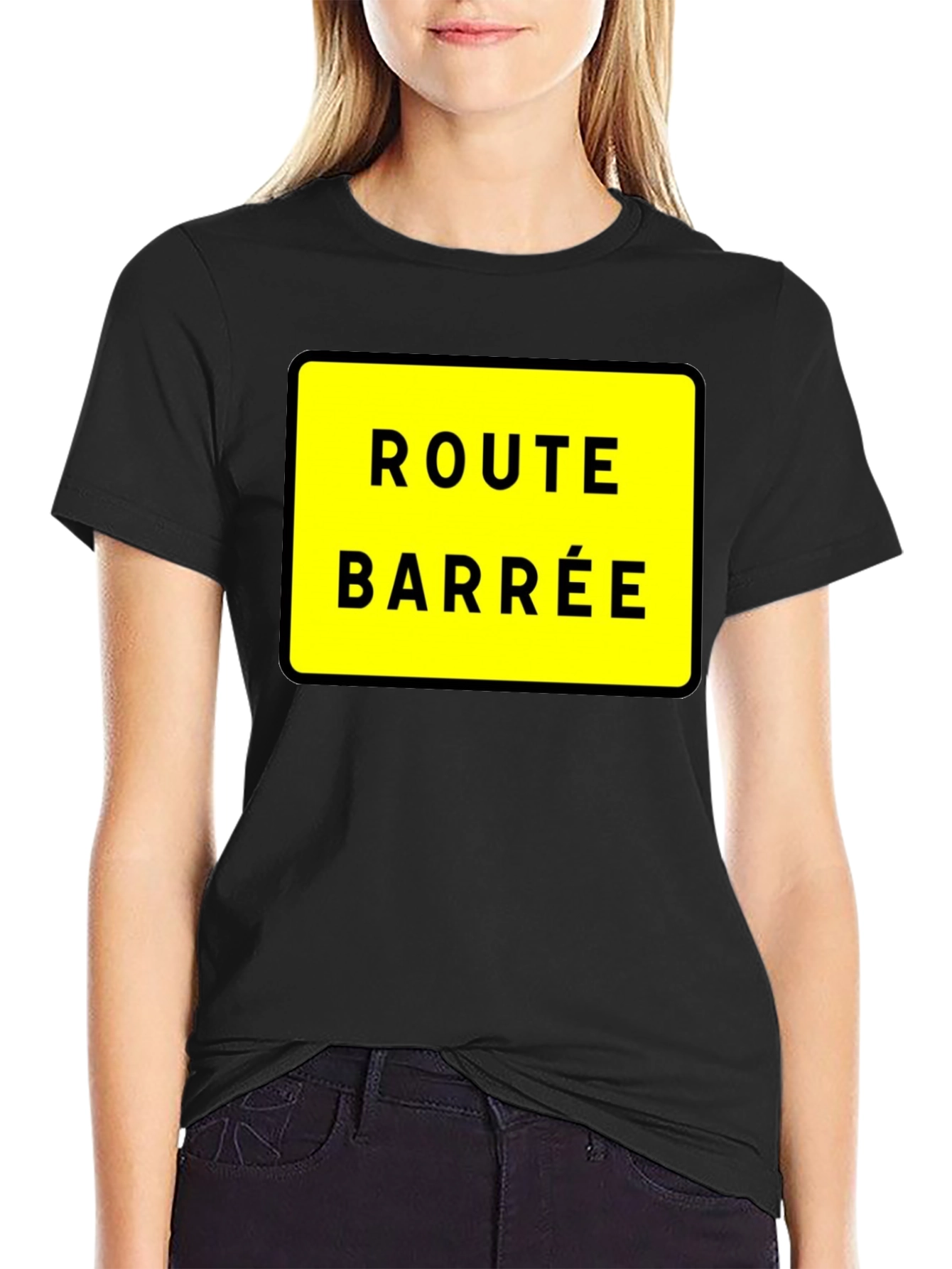 Route Barree T-Shirt - French Road Closed Sign Tee