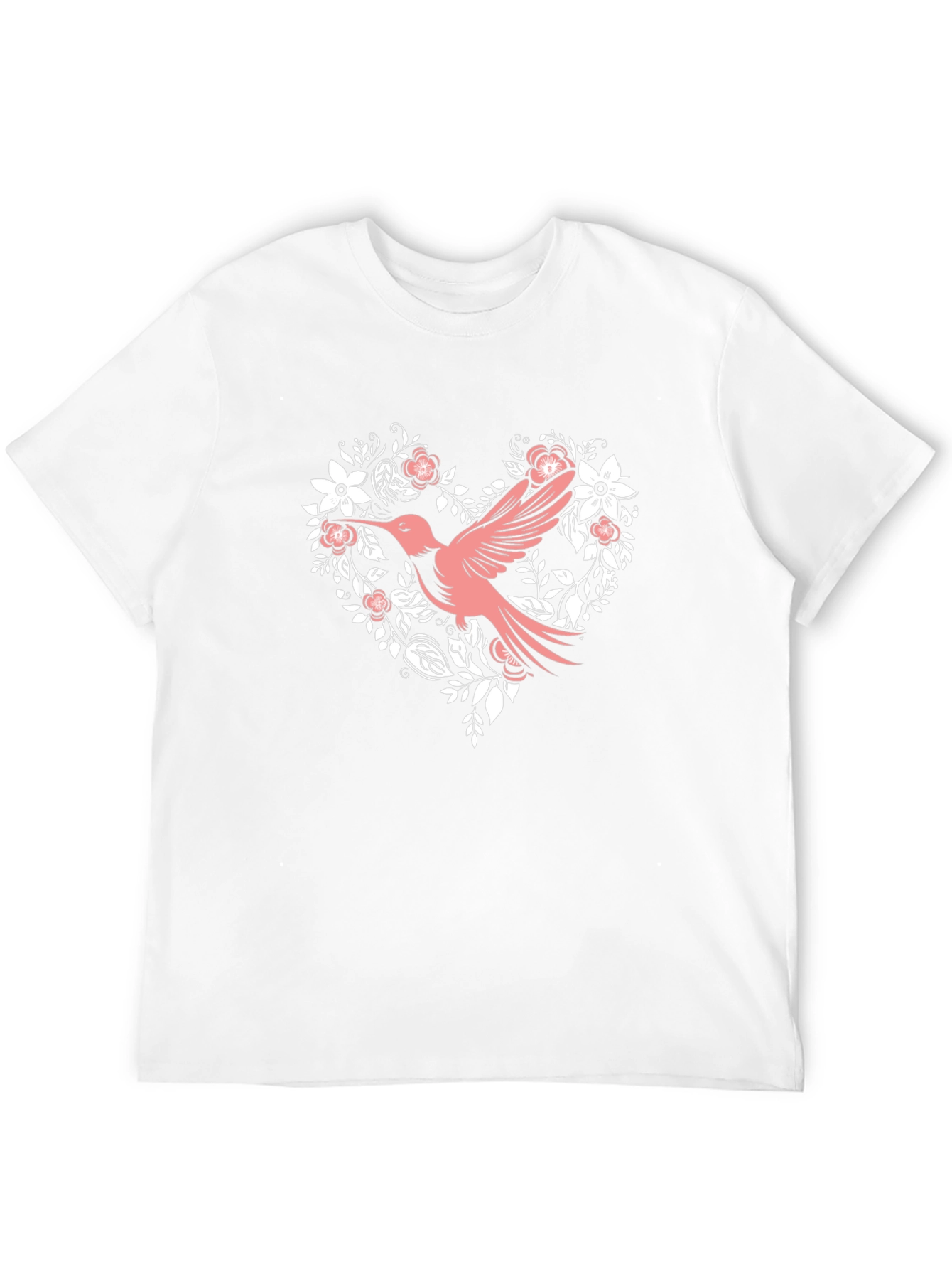 Hummingbird Floral Heart Black T-Shirt