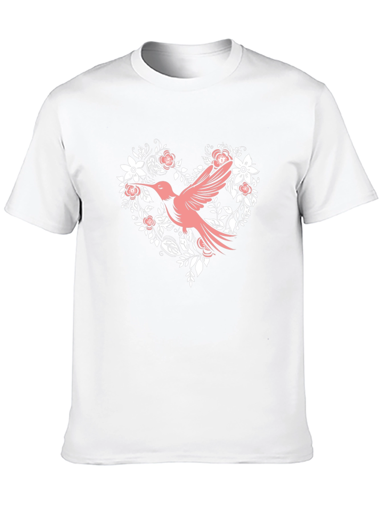 Hummingbird Floral Heart Black T-Shirt
