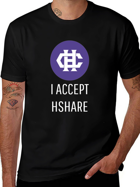 I Accept HShare Black T-Shirt - Crypto Currency