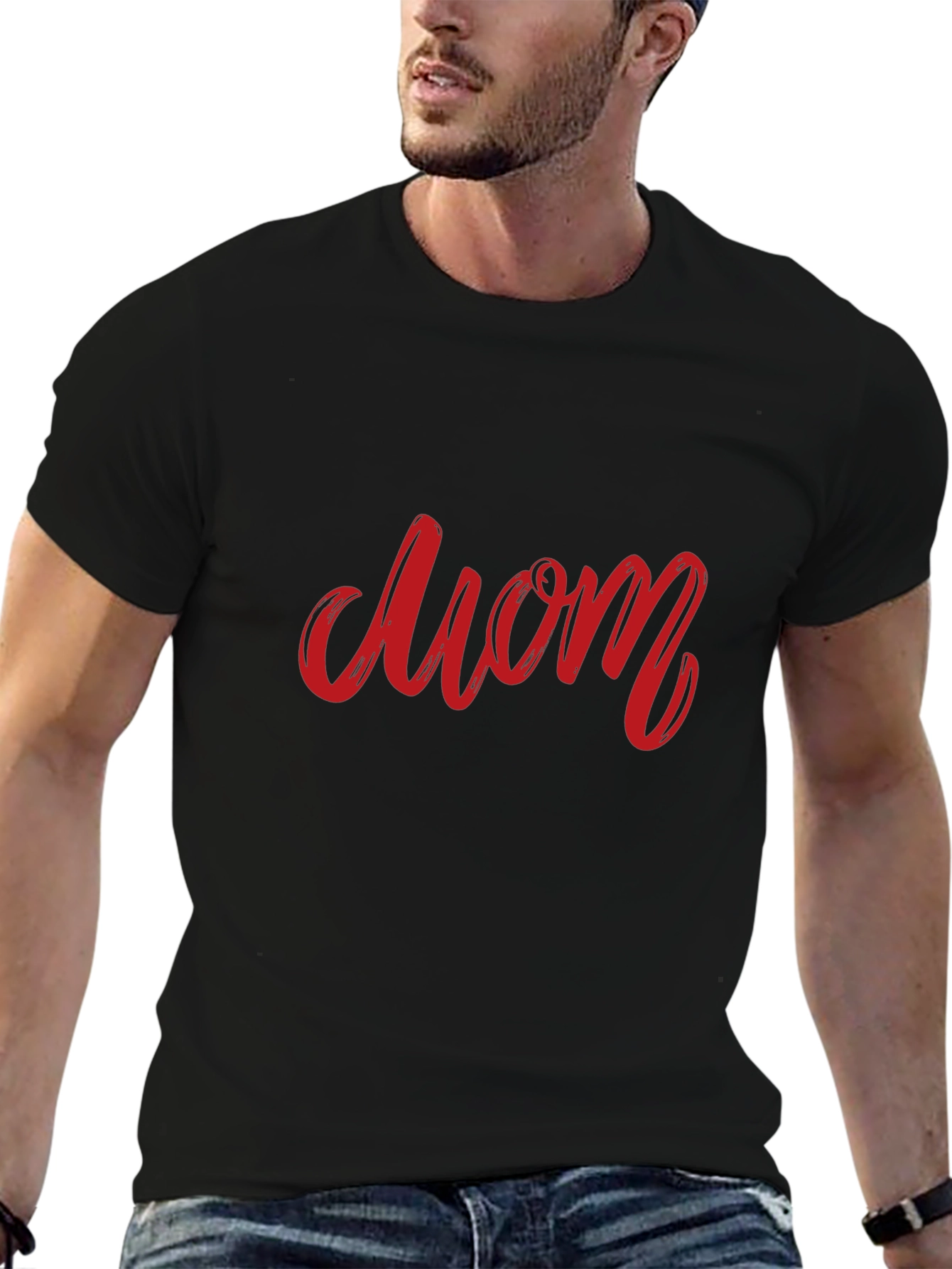 Red Mom Graphic Black T-Shirt