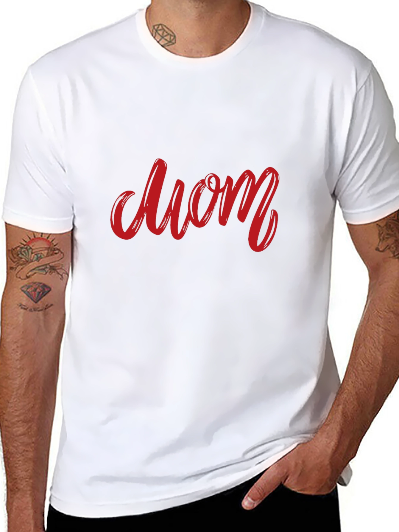 Red Mom Graphic Black T-Shirt