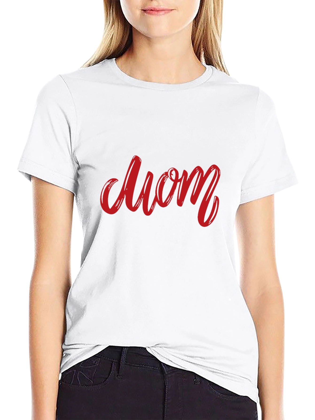 Red Mom Graphic Black T-Shirt