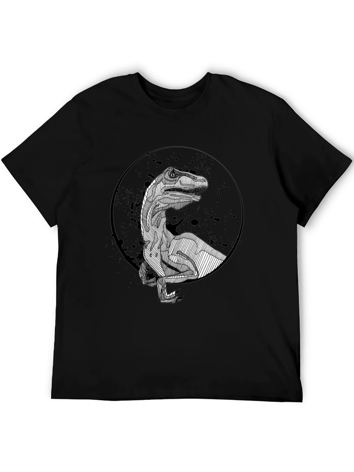 Dinosaur Graphic Black T-Shirt - Unique Raptor Design