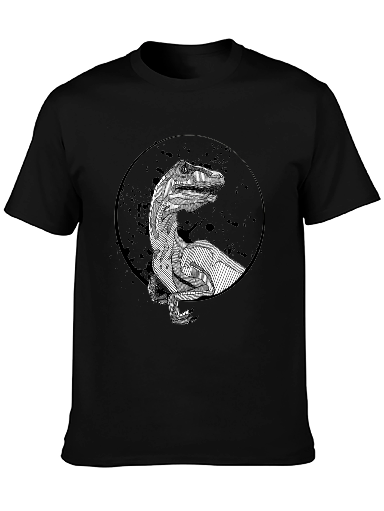 Dinosaur Graphic Black T-Shirt - Unique Raptor Design