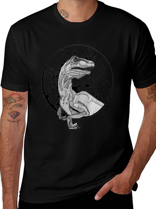 Dinosaur Graphic Black T-Shirt - Unique Raptor Design