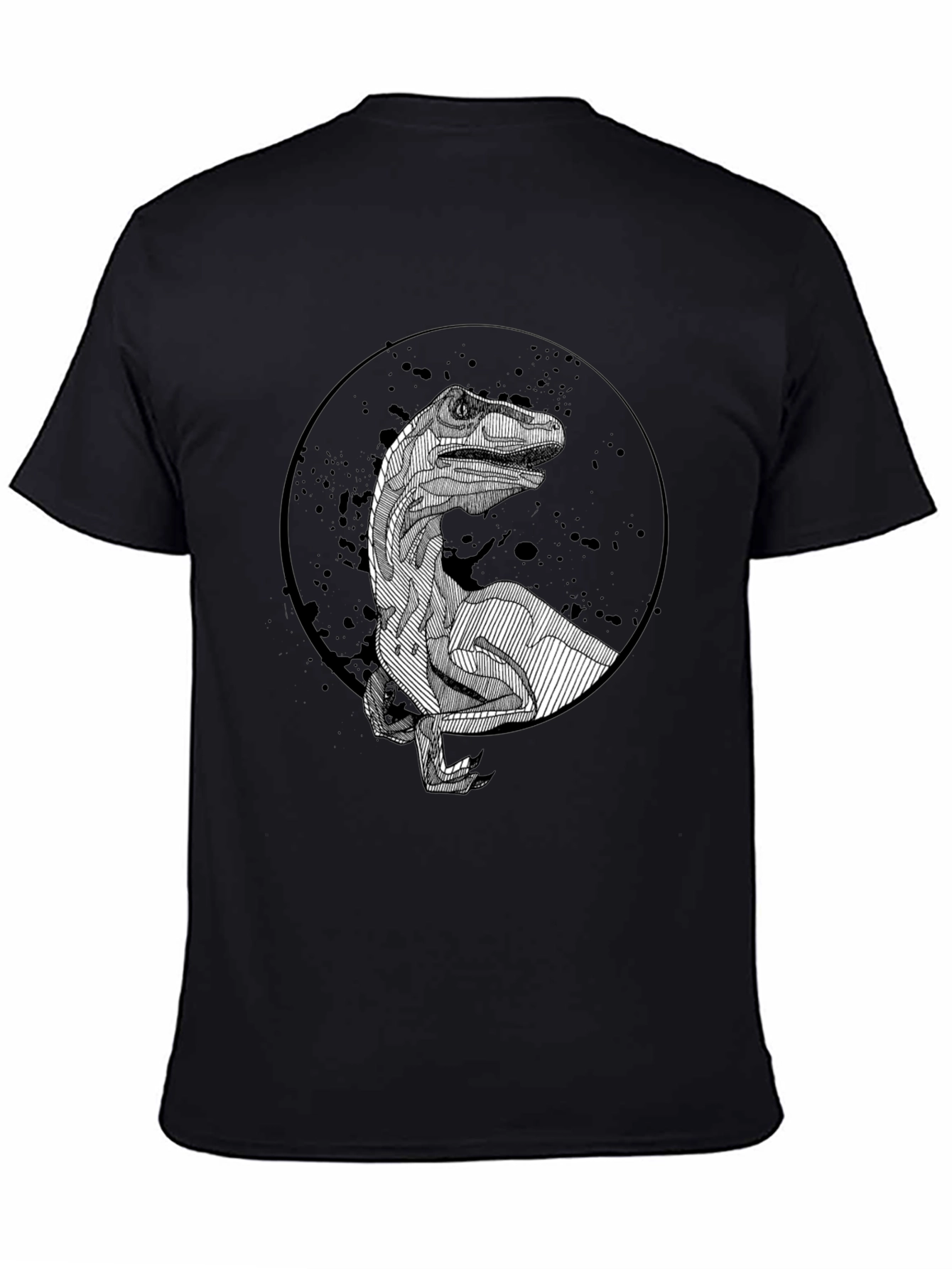 Dinosaur Graphic Black T-Shirt - Unique Raptor Design