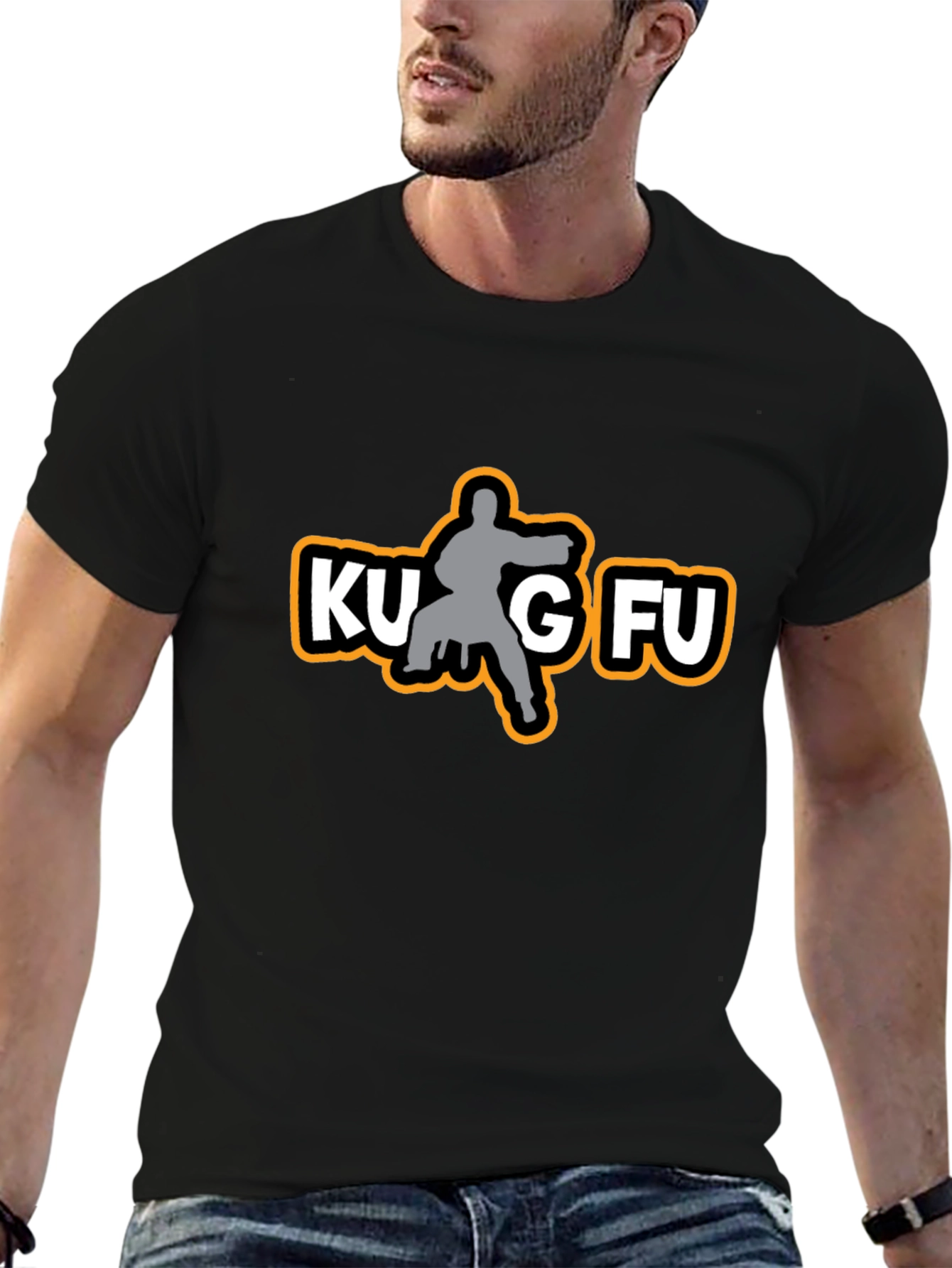 Kung Fu Silhouette Graphic Tee - Black
