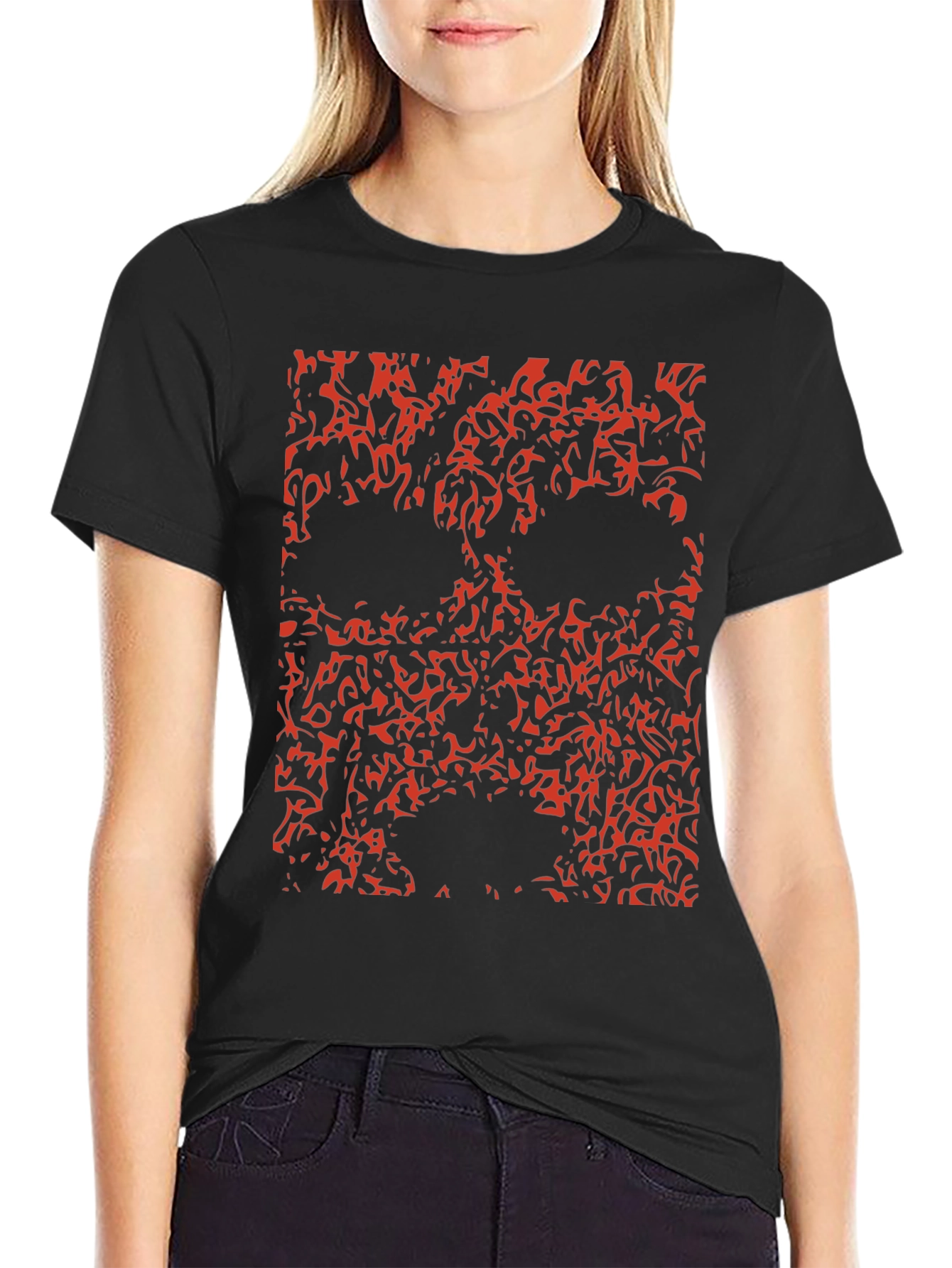 Abstract Skull Print T-Shirt