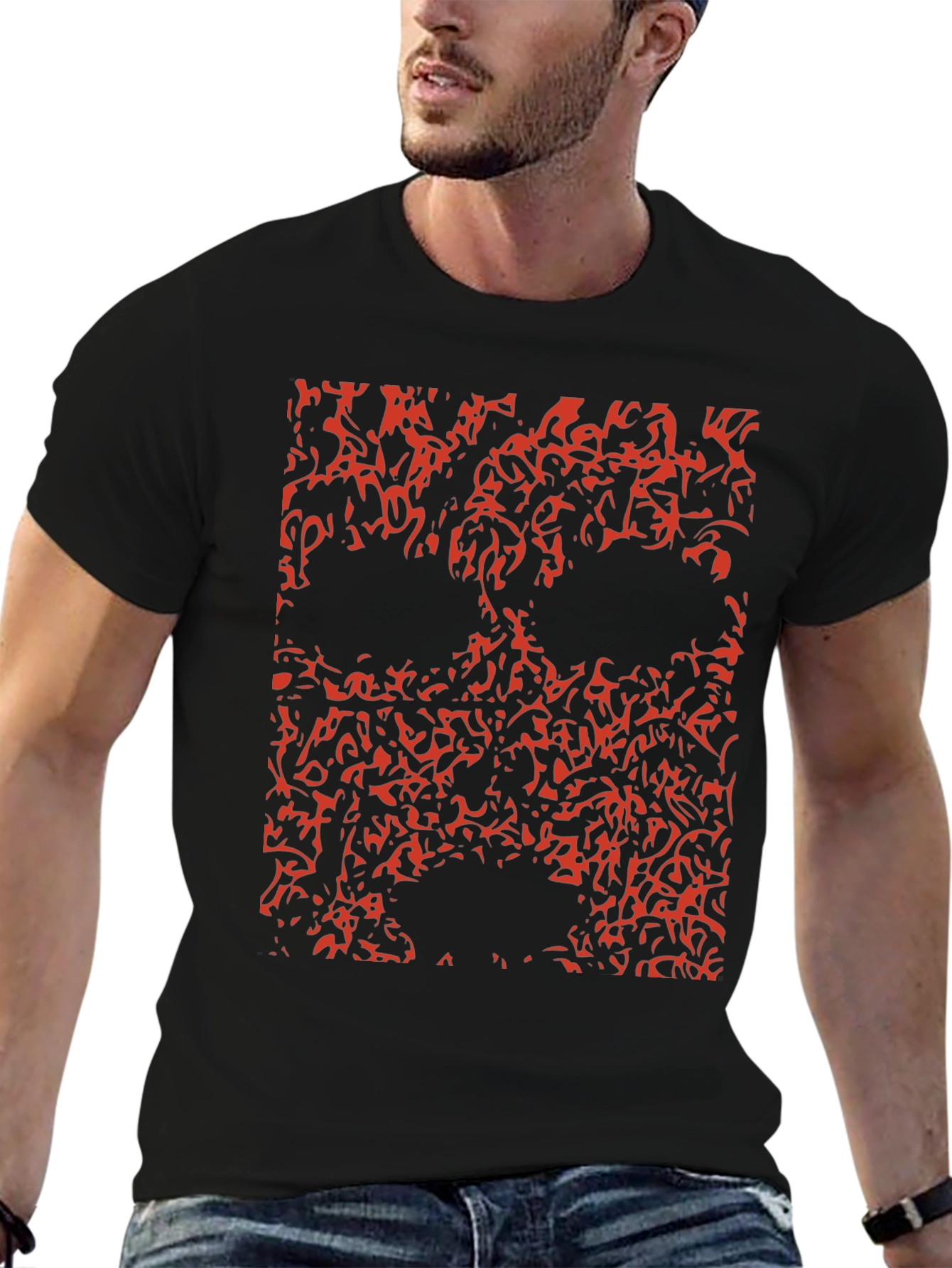Abstract Skull Print T-Shirt