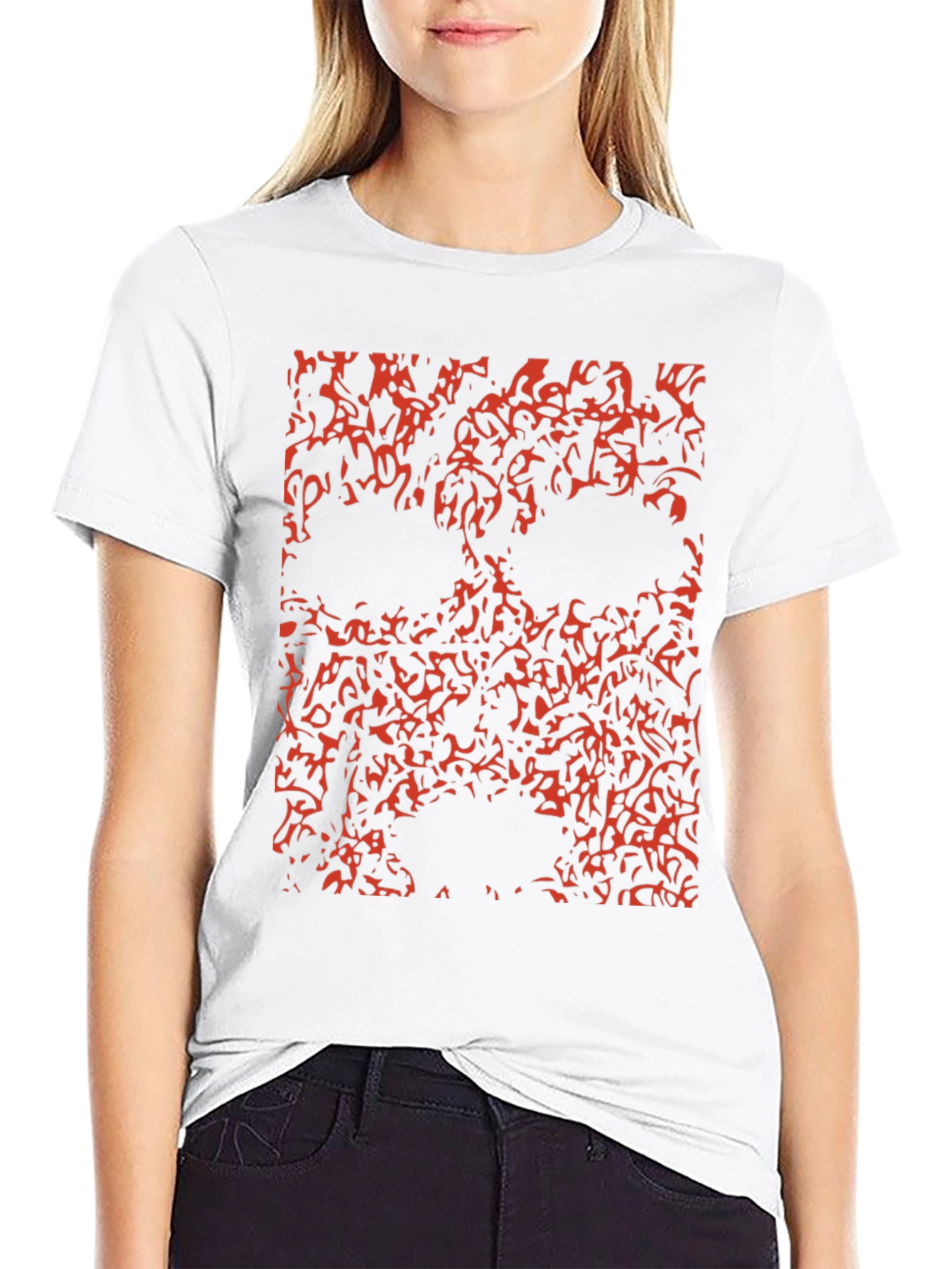 Abstract Skull Print T-Shirt