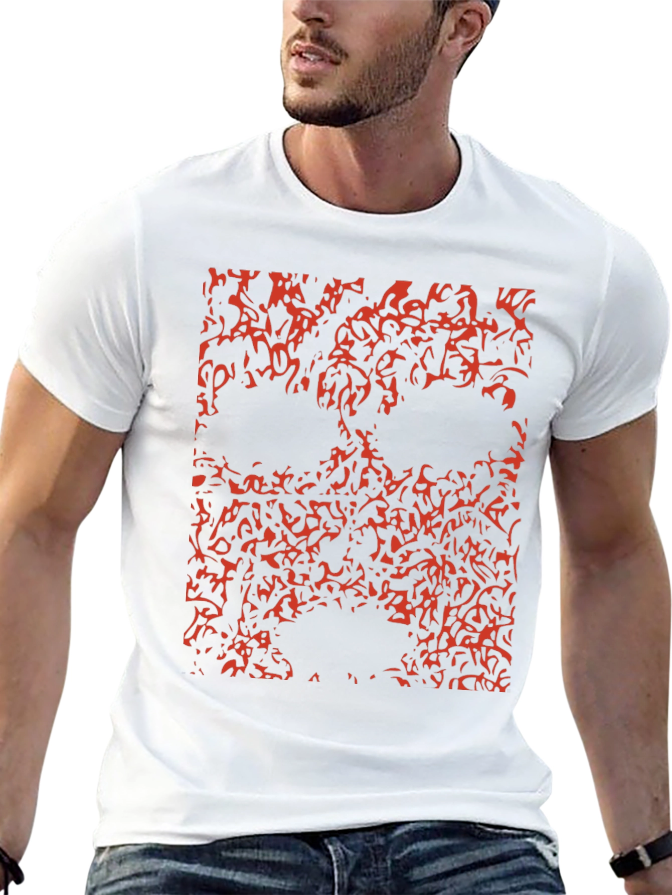 Abstract Skull Print T-Shirt