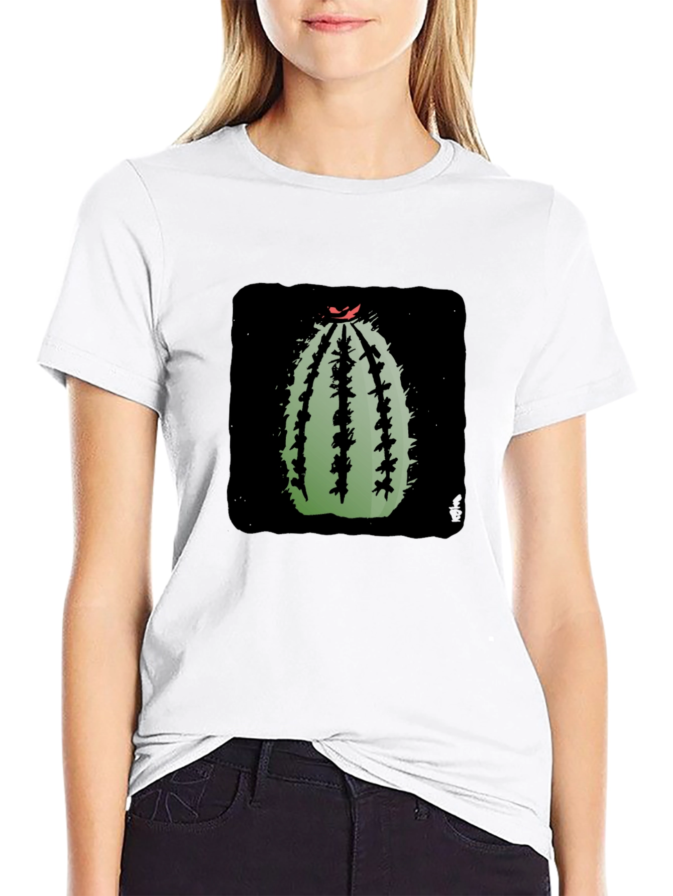 Cactus Graphic Print Black T-Shirt