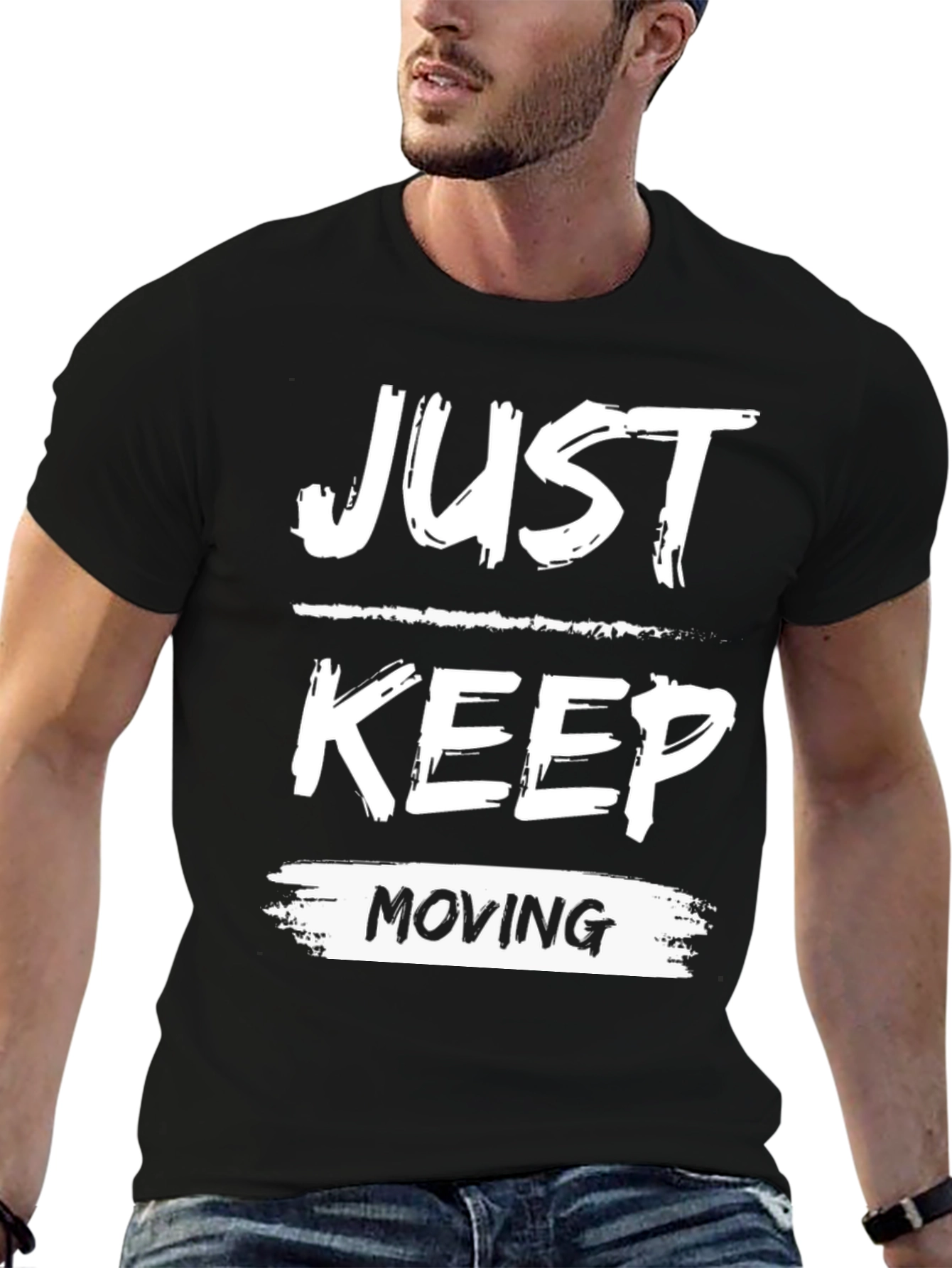 Just Keep Moving Graphic T-Shirt - Black