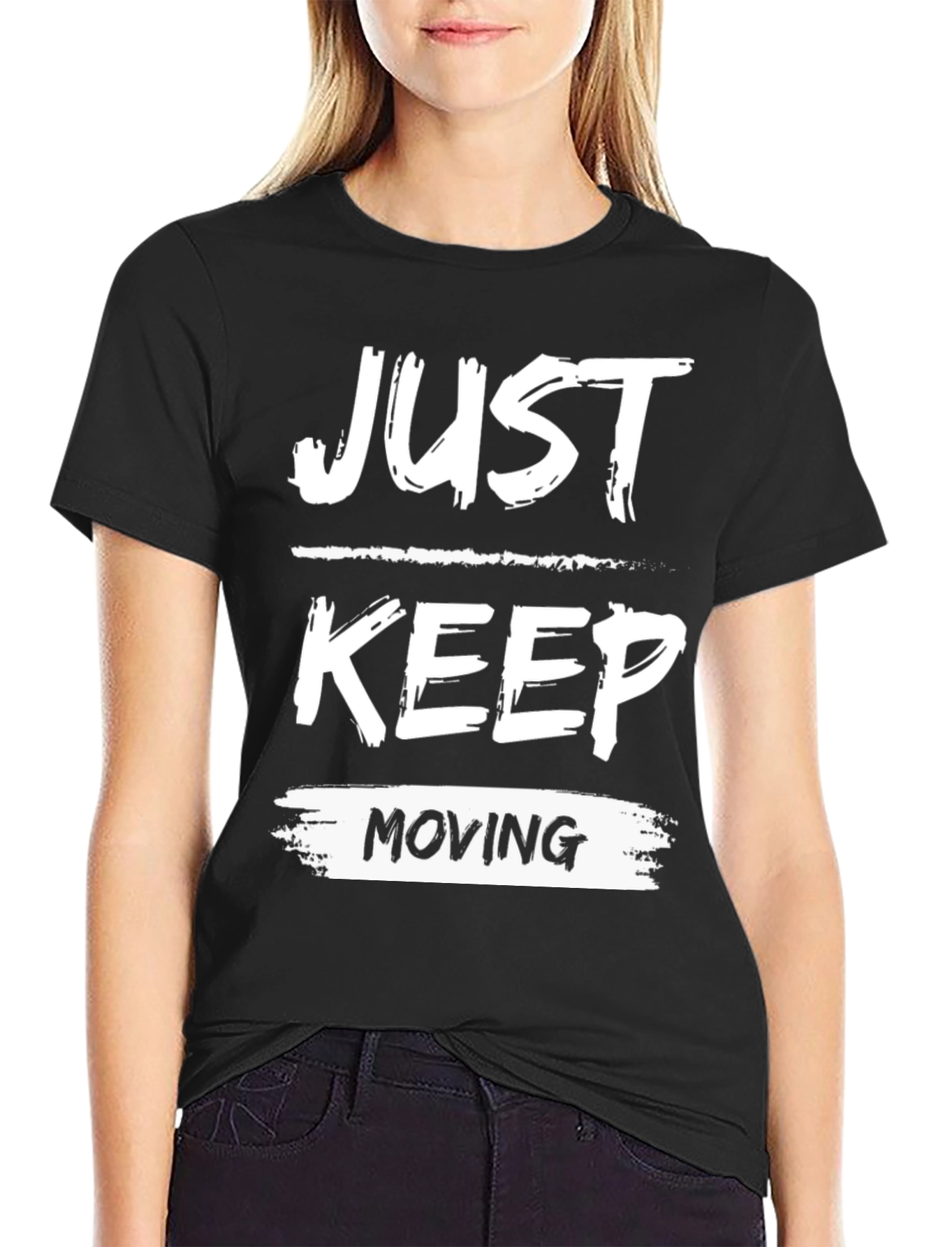 Just Keep Moving Graphic T-Shirt - Black