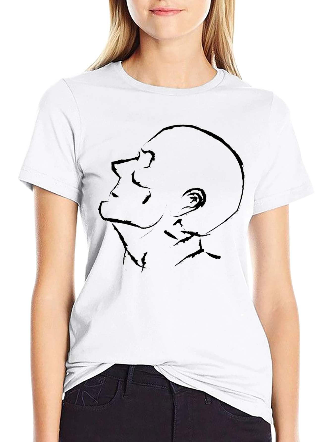 Abstract Face Graphic Tee - Modern Black T-Shirt