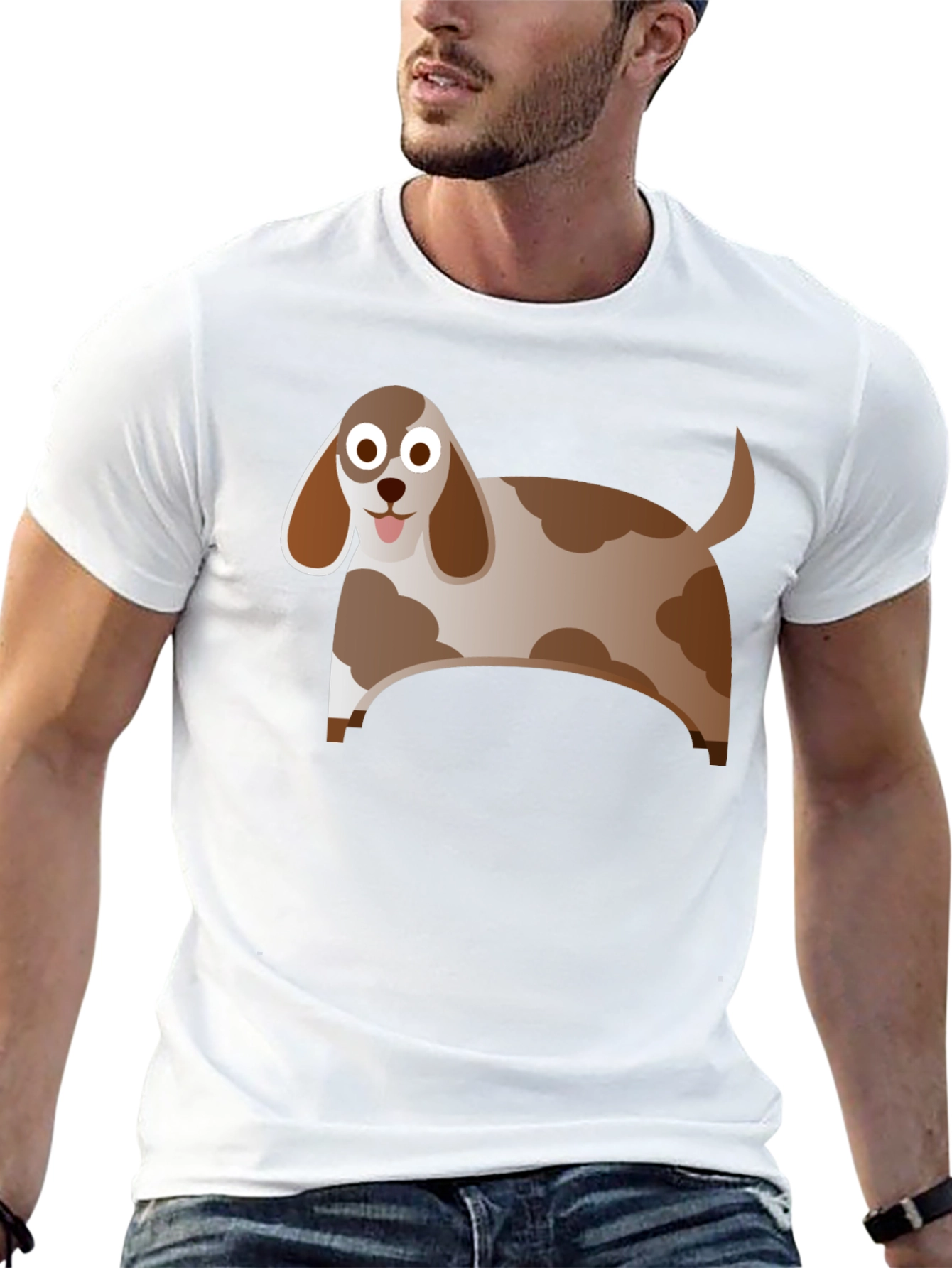 Cartoon Dog Graphic Tee - Black Casual Shirt