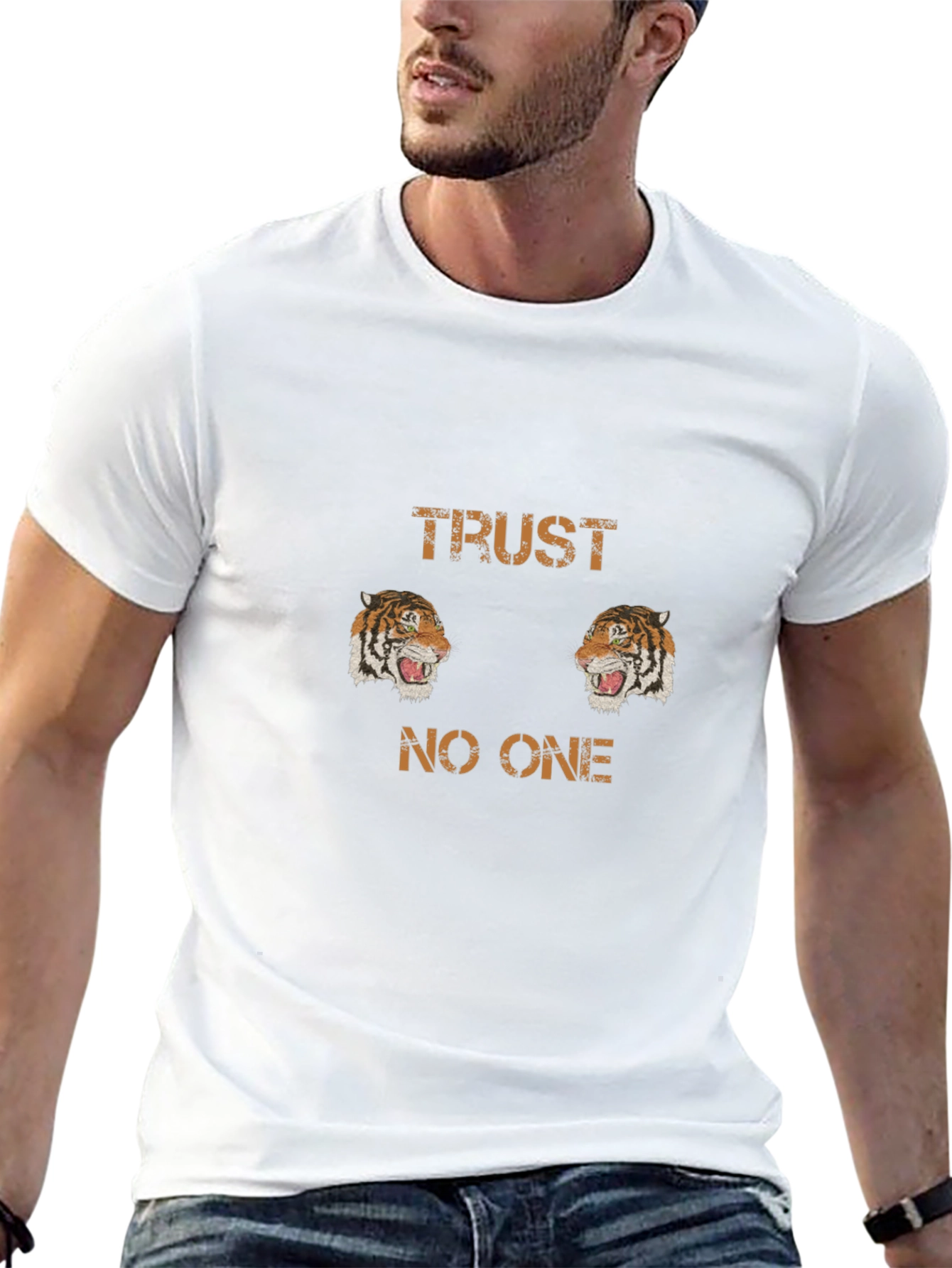 Trust No One Tiger Graphic Black T-Shirt