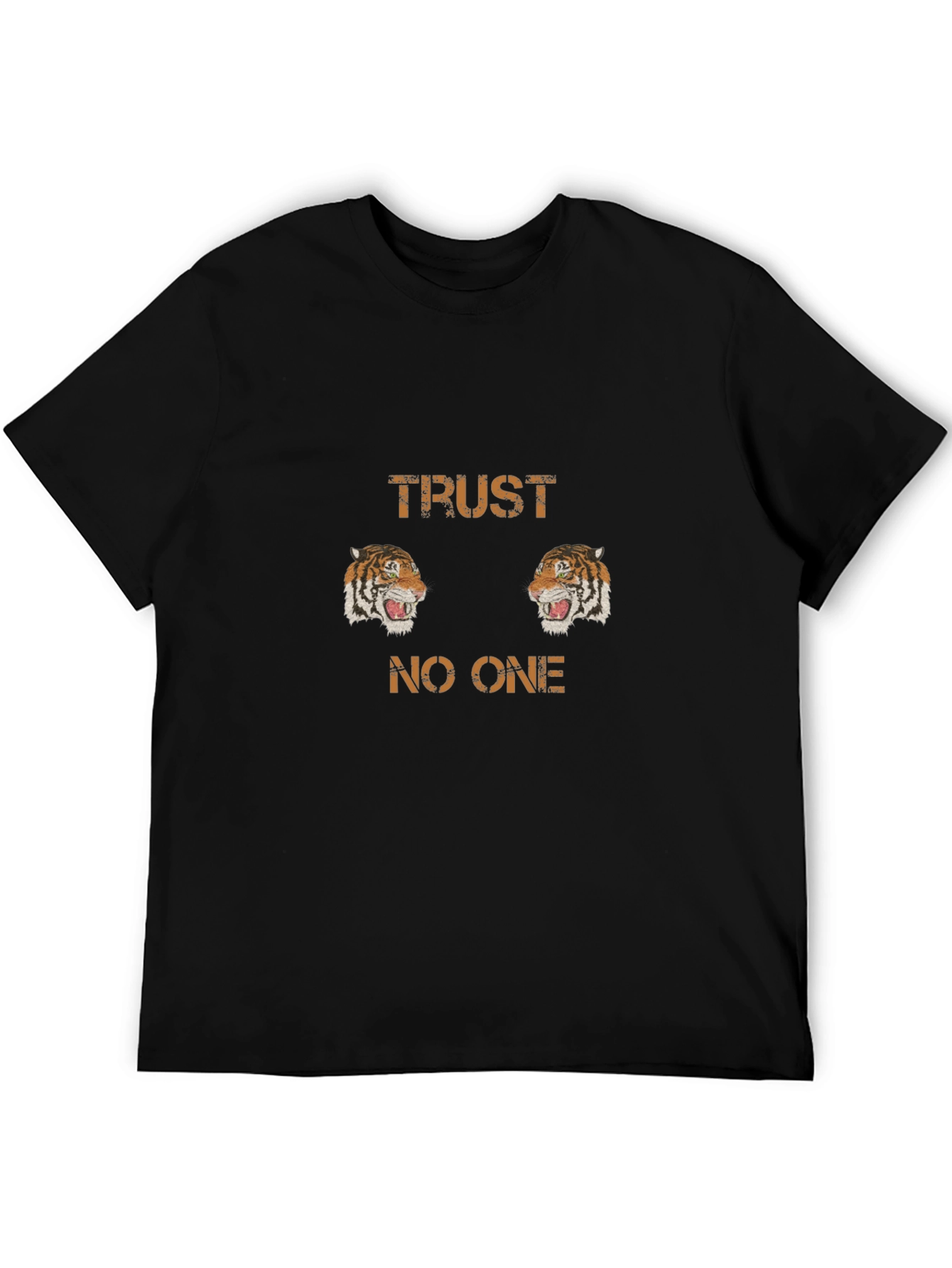Trust No One Tiger Graphic Black T-Shirt