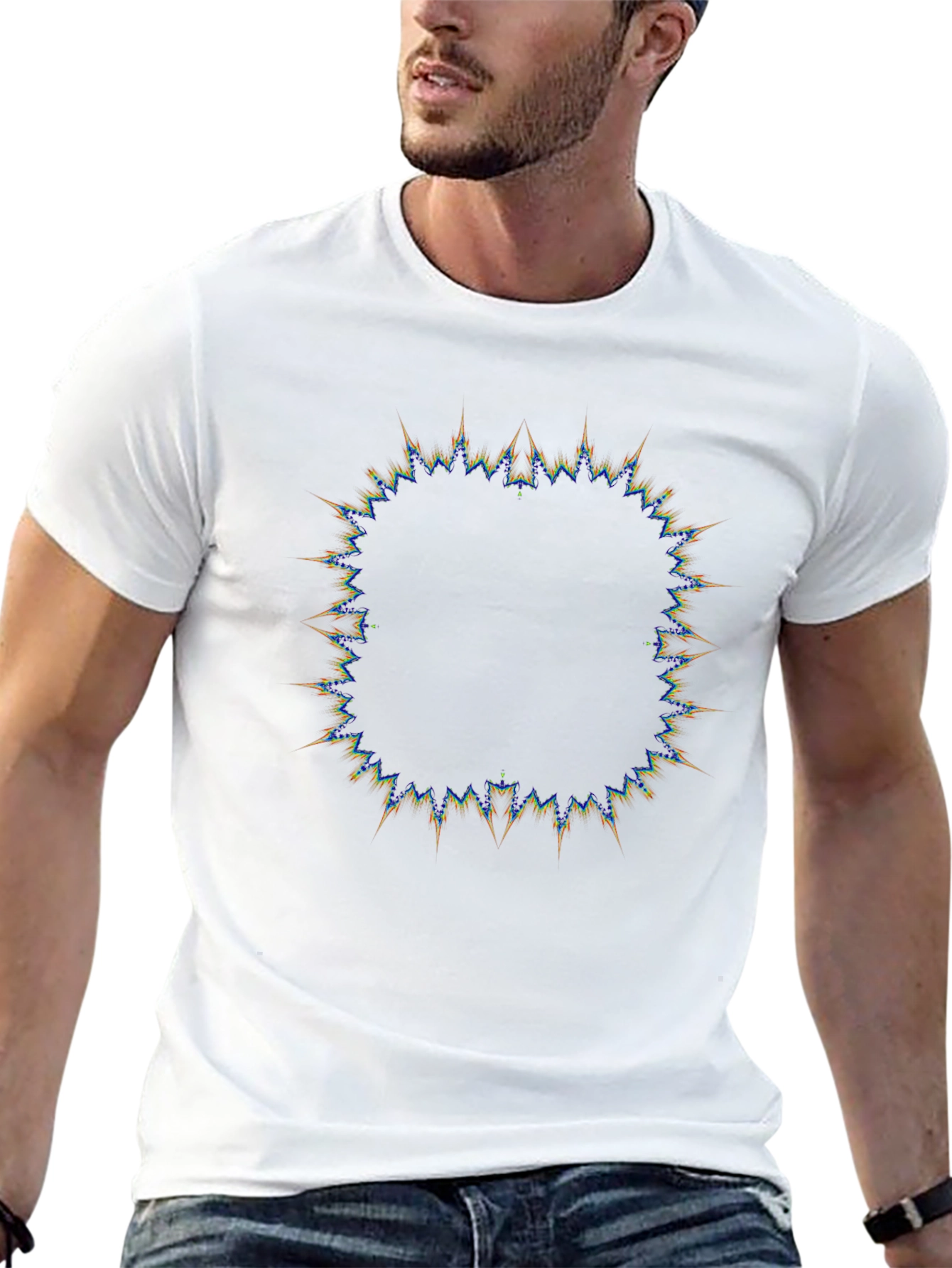 Abstract Sunburst Graphic Black T-Shirt