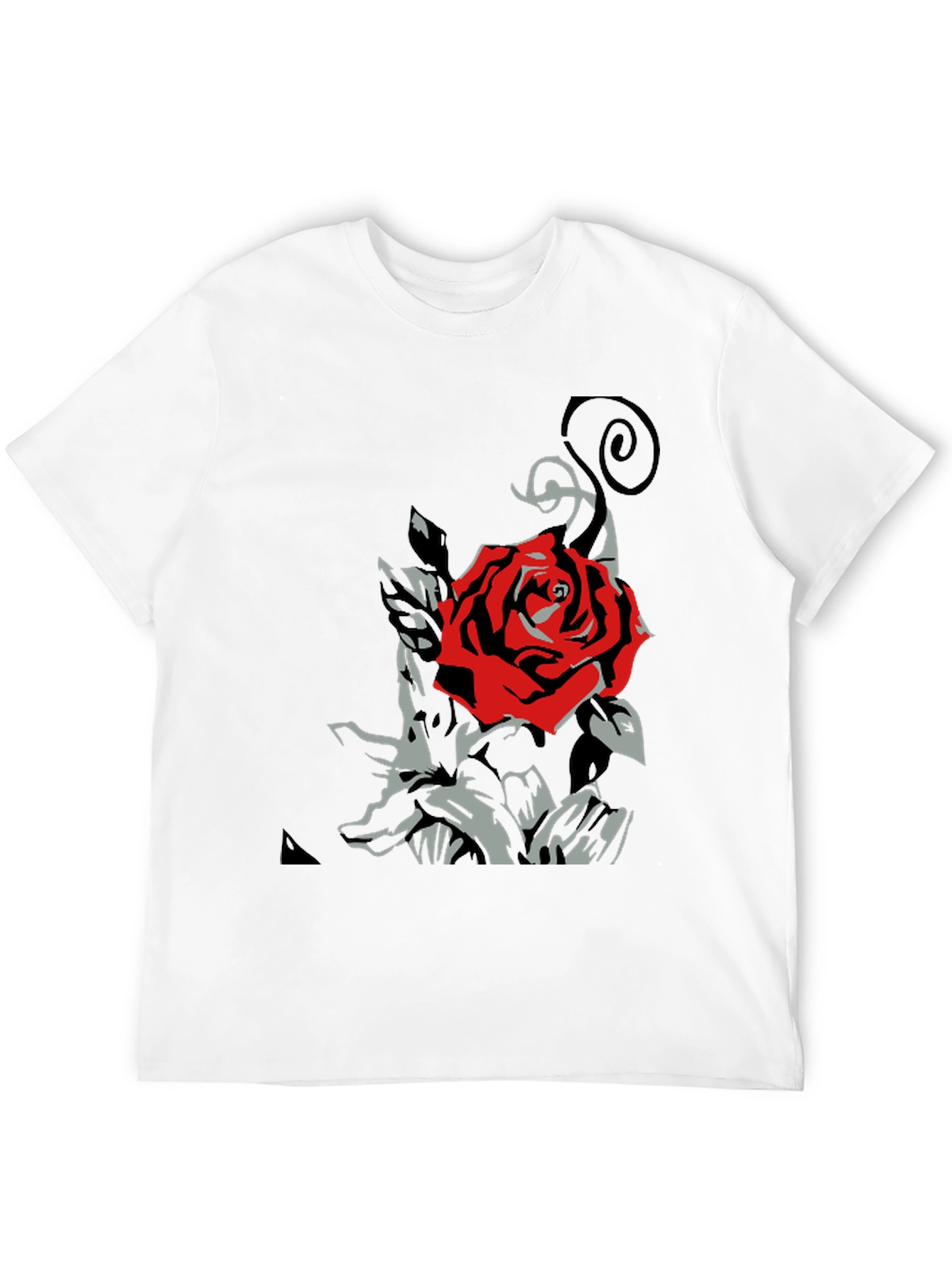 Red Rose Graphic T-Shirt - Stylish Black Tee