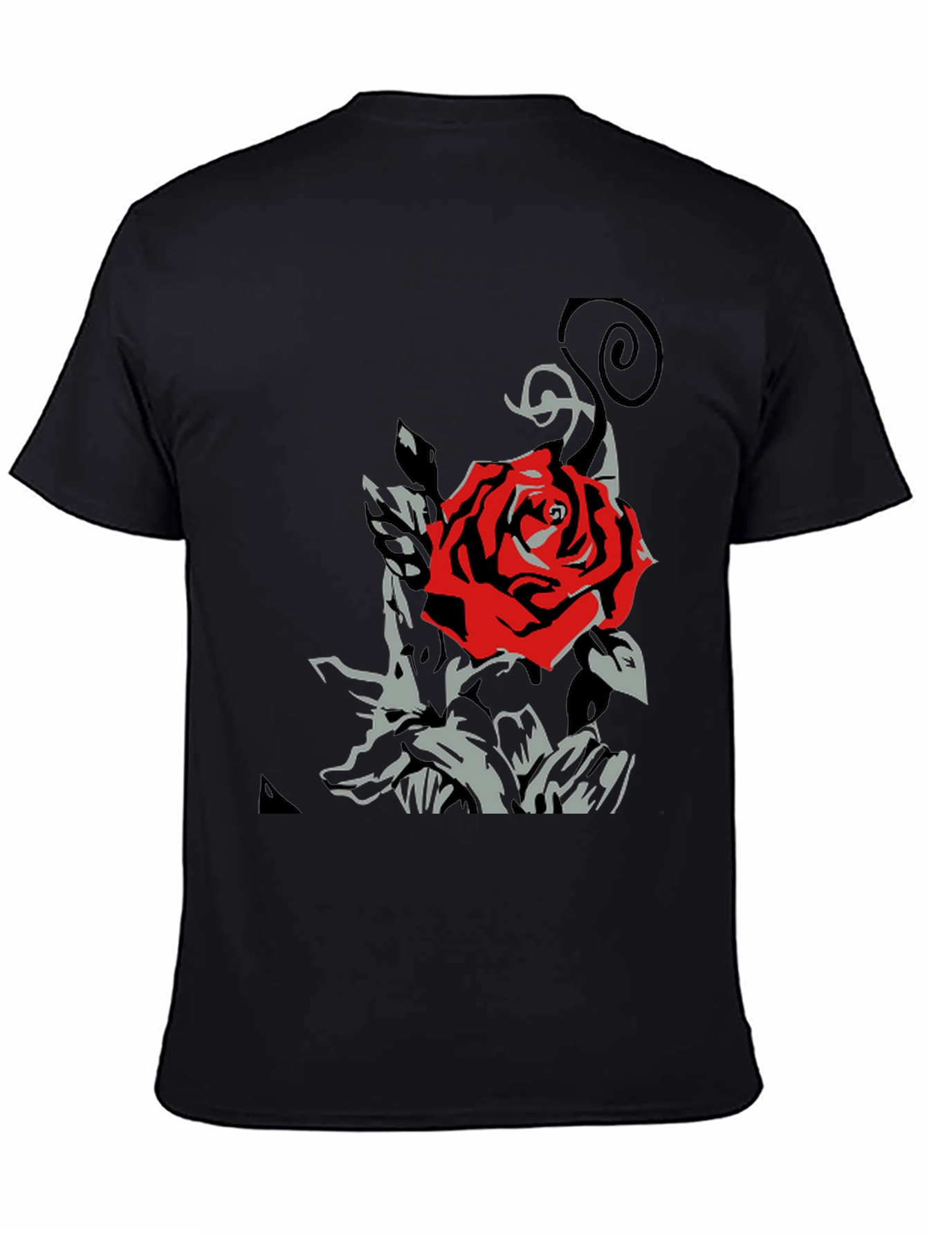 Red Rose Graphic T-Shirt - Stylish Black Tee