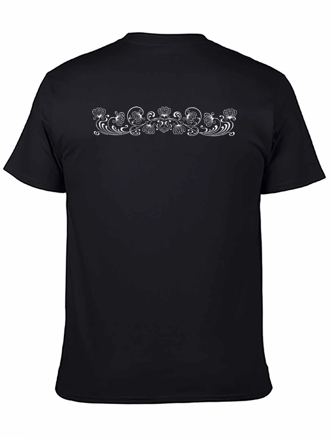 Elegant Floral Scrollwork Black T-Shirt