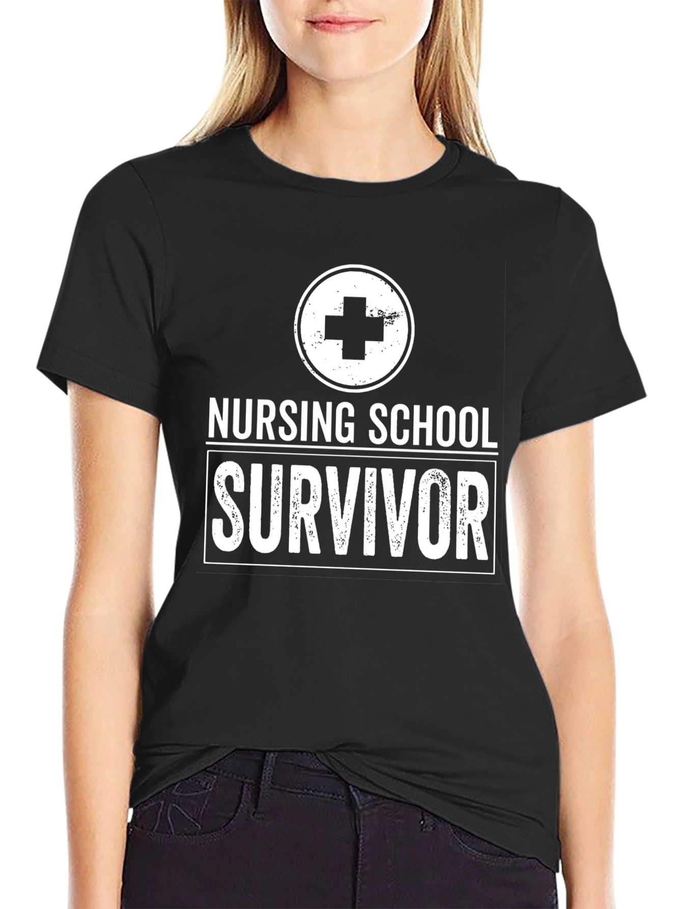 Nursing School Survivor Black Graphic Tee