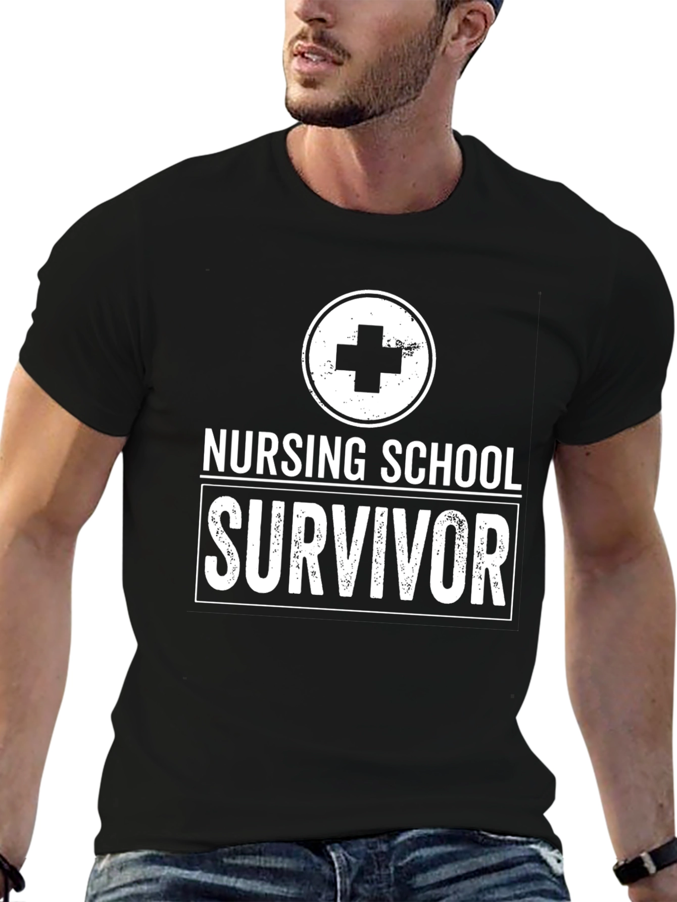 Nursing School Survivor Black Graphic Tee