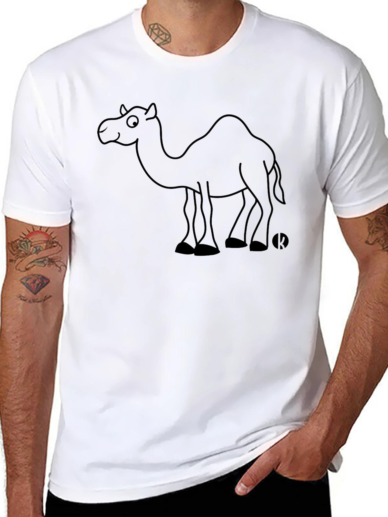 Camel Graphic Tee - Black Cotton Casual T-Shirt