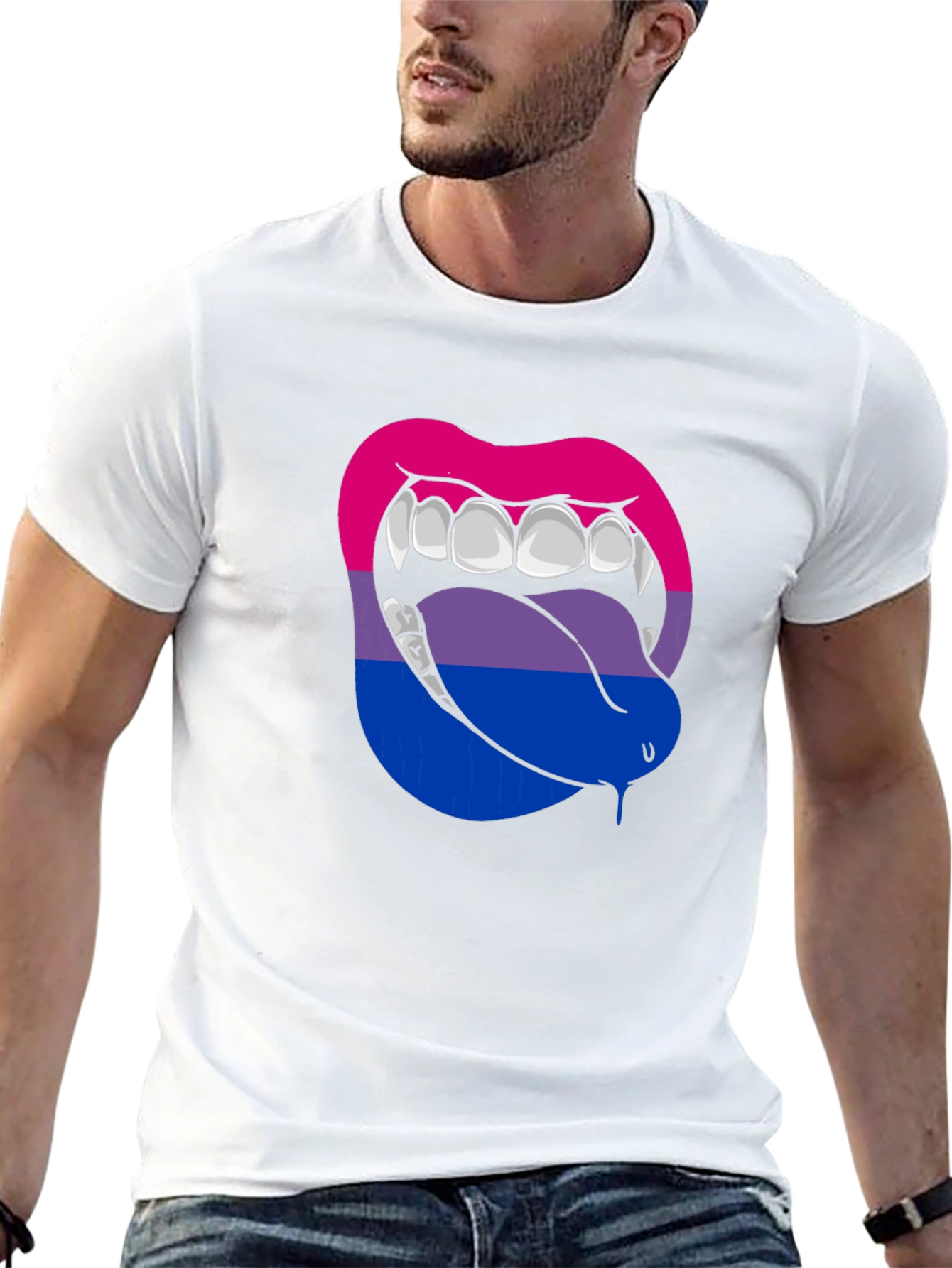 Bisexual Pride Vampire Lips Graphic Tee